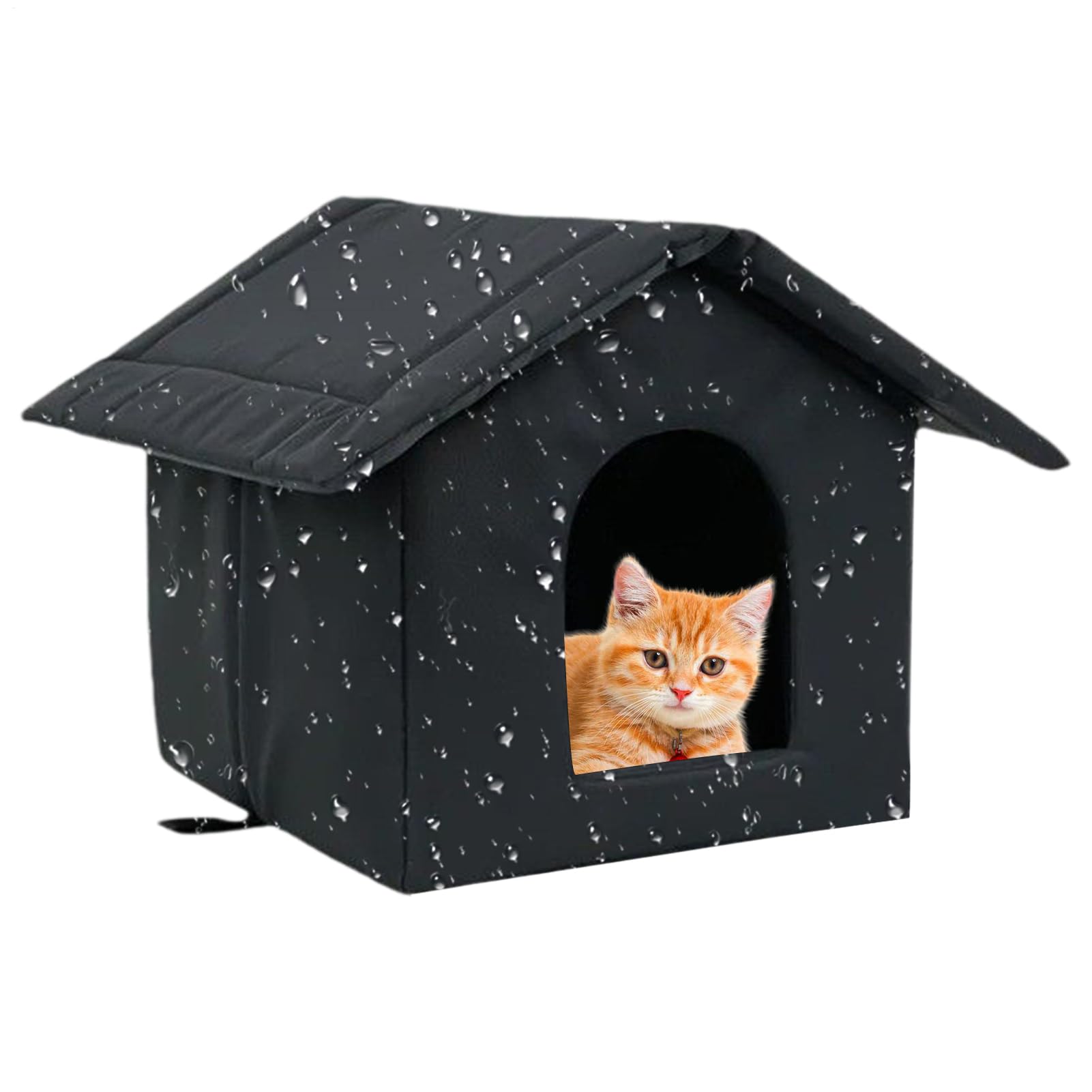 猫ハウス 屋外 防水 キャットハウス 密閉型 猫小屋 防寒 ドーム型 キャットシェルター 厚手 クッション付き 滑り止め ペットハウス 室内兼用 野良猫 避難所 ベランダ 庭 軒下 取り外し可能 Mサイズ 40&times;40&times;35cm｜NeoMart