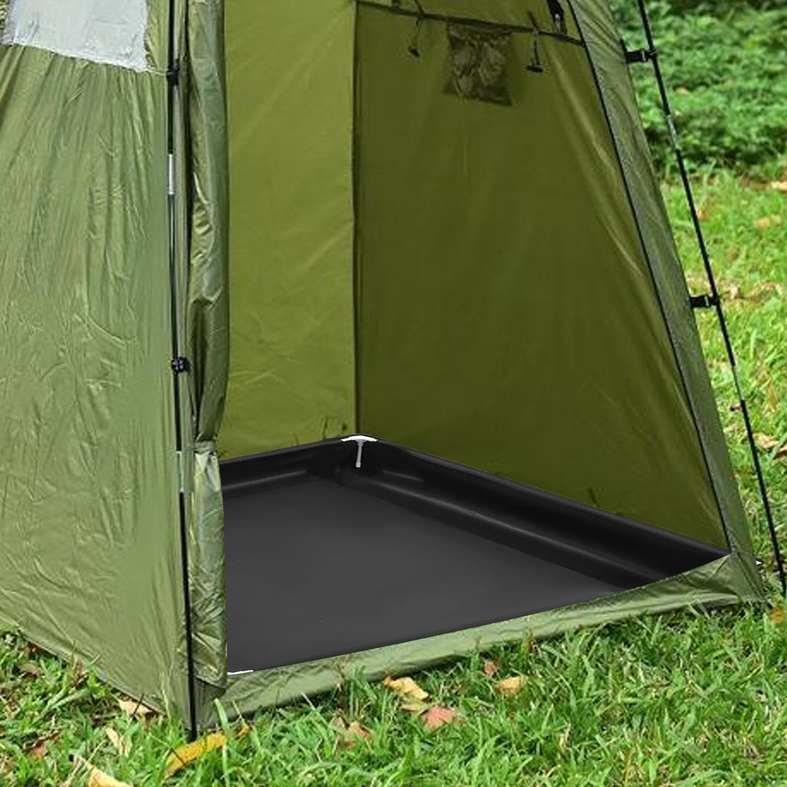 アウトドアシャワーパン ポータブル 排水ホース付き 簡易シャワー室用 フロアトレイ 80cm&times;80cm キャンプ アウトドア用品 排水トレイ 組み立て式 持ち運び コンパクト 洗い場 床排水｜NeoMart