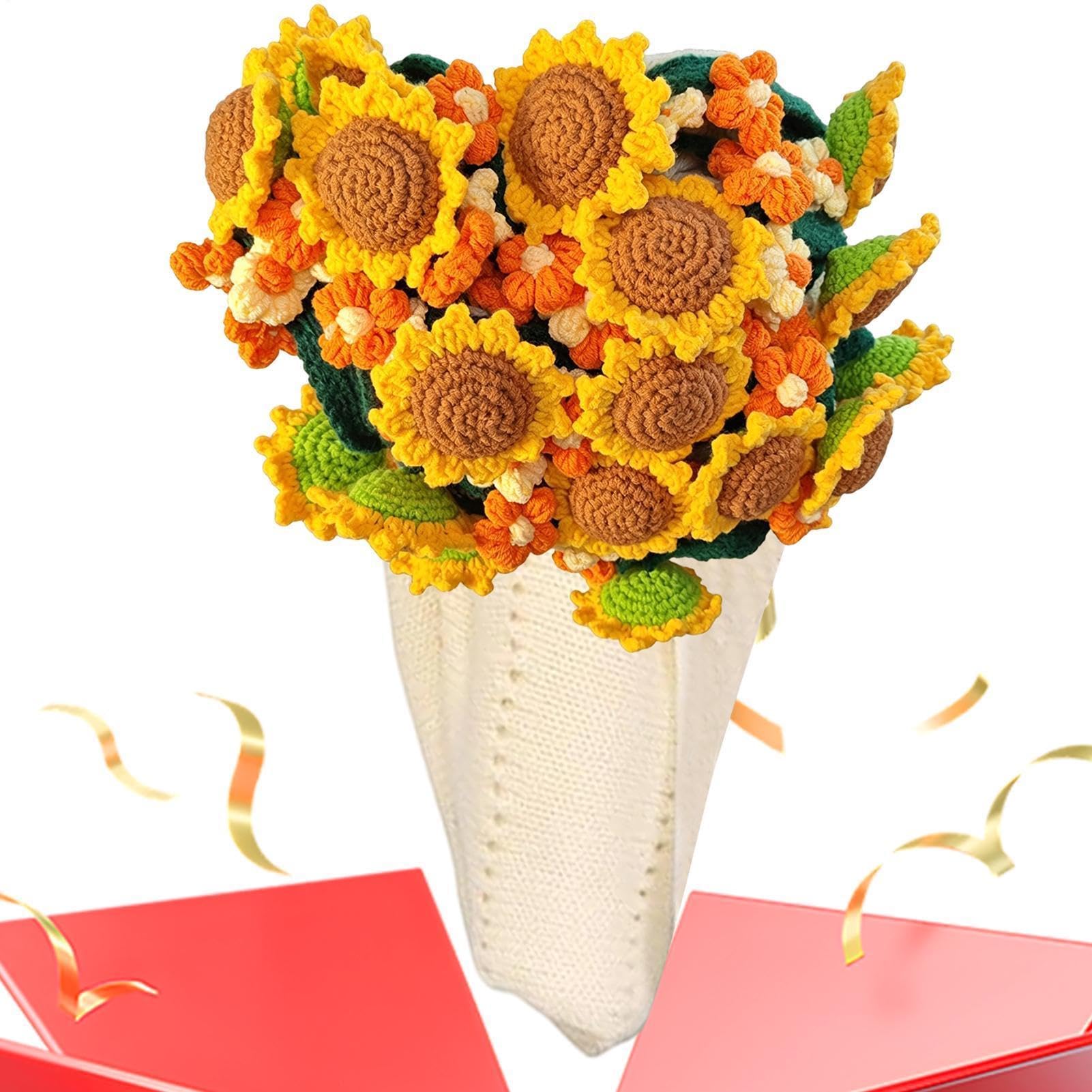 かぎ針編み ひまわり 胸花 毛布 今めかしい ひざ掛け 北欧 室内装飾 雑貨 手編み 編み物 差し上げ物 差し上げ物 生まれ落ちる日 母の日 敬老の日 差し上げ物 80糎