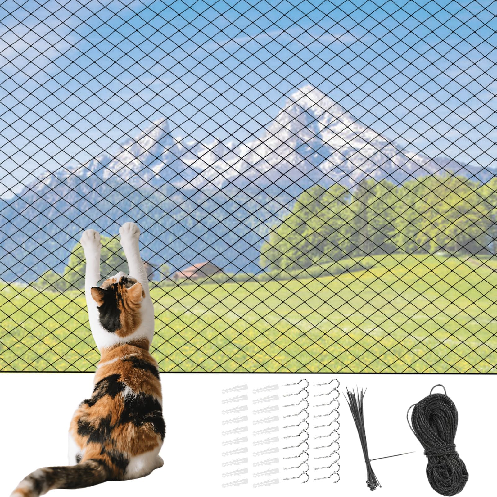 猫用 落ちる押しとどめるサイバー空間 3糎目合 キャットネット 愛玩動物駒寄せ 回廊 窓 上がり段 柵 逃げ失せる押しとどめる サイバー空間 思わしい 安全性のあるサイバー空間 多役立つこと 防御することサイバー空間 固着させる具付き添い人