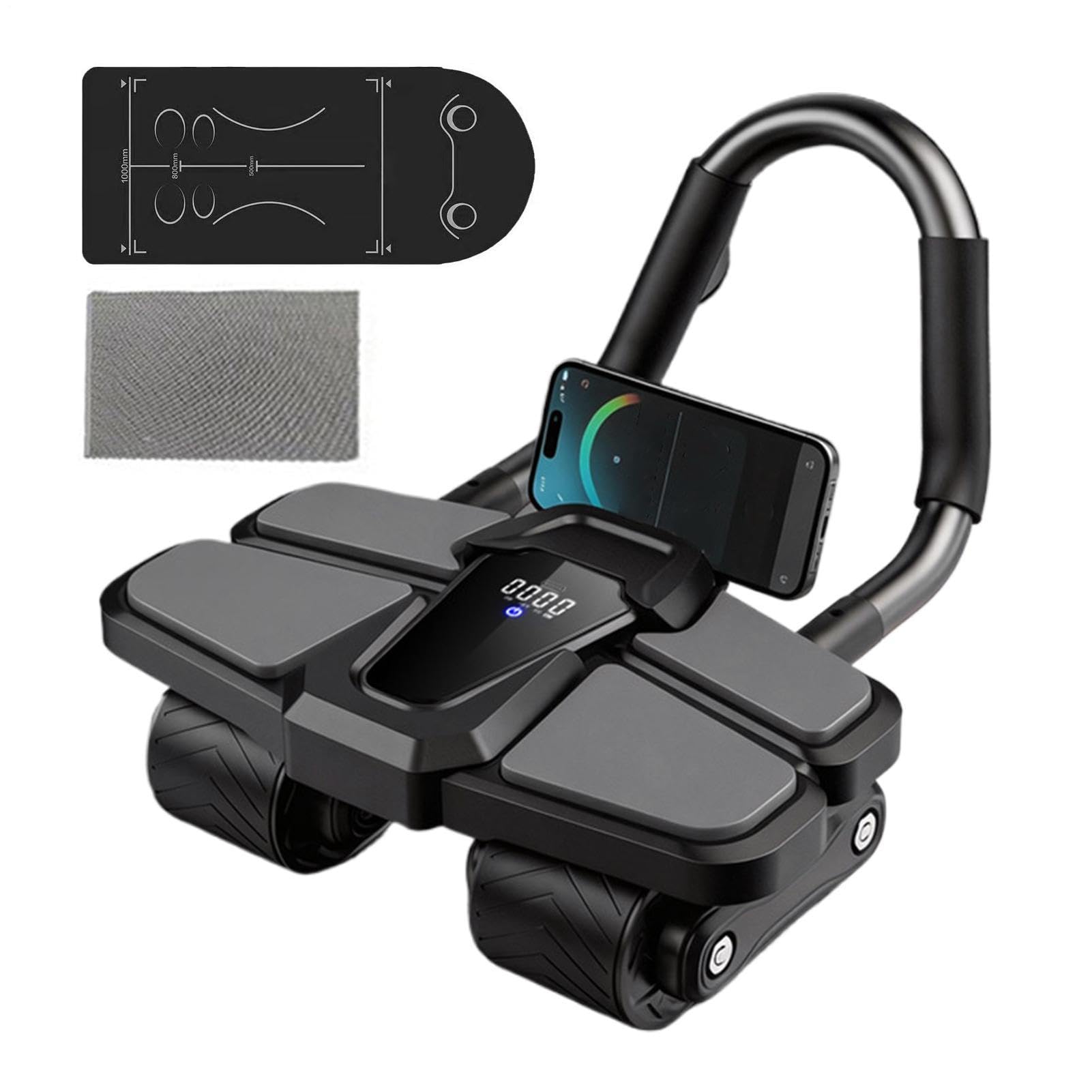 腹筋ローラー エルボーサポート付き アブローラー アシスト機能付き 肘置き 筋トレ トレーニング器具 静音設計 スマホホルダー付き 腹筋マシン 室内 運動 ダイエット器具 男女兼用 体幹トレーニング｜NeoMart