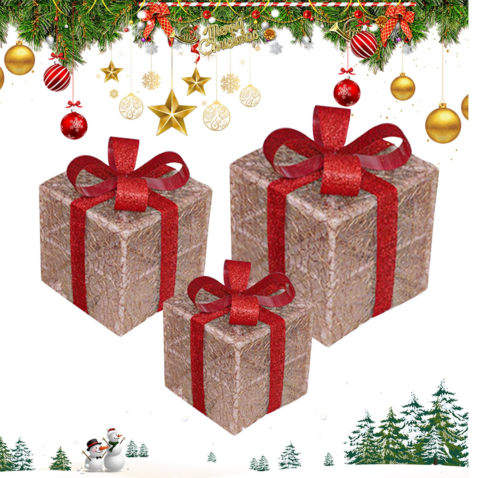 クリスマス飾りつけ クリスマス差し上げ物 ボックス席 3点書き割り 照度ともし火付き添い人 今めかしい 室内装飾 飾りもの 入り口・入口 リビング かざり付ける 雑貨 ヨーロッパ樅下 飾り付け