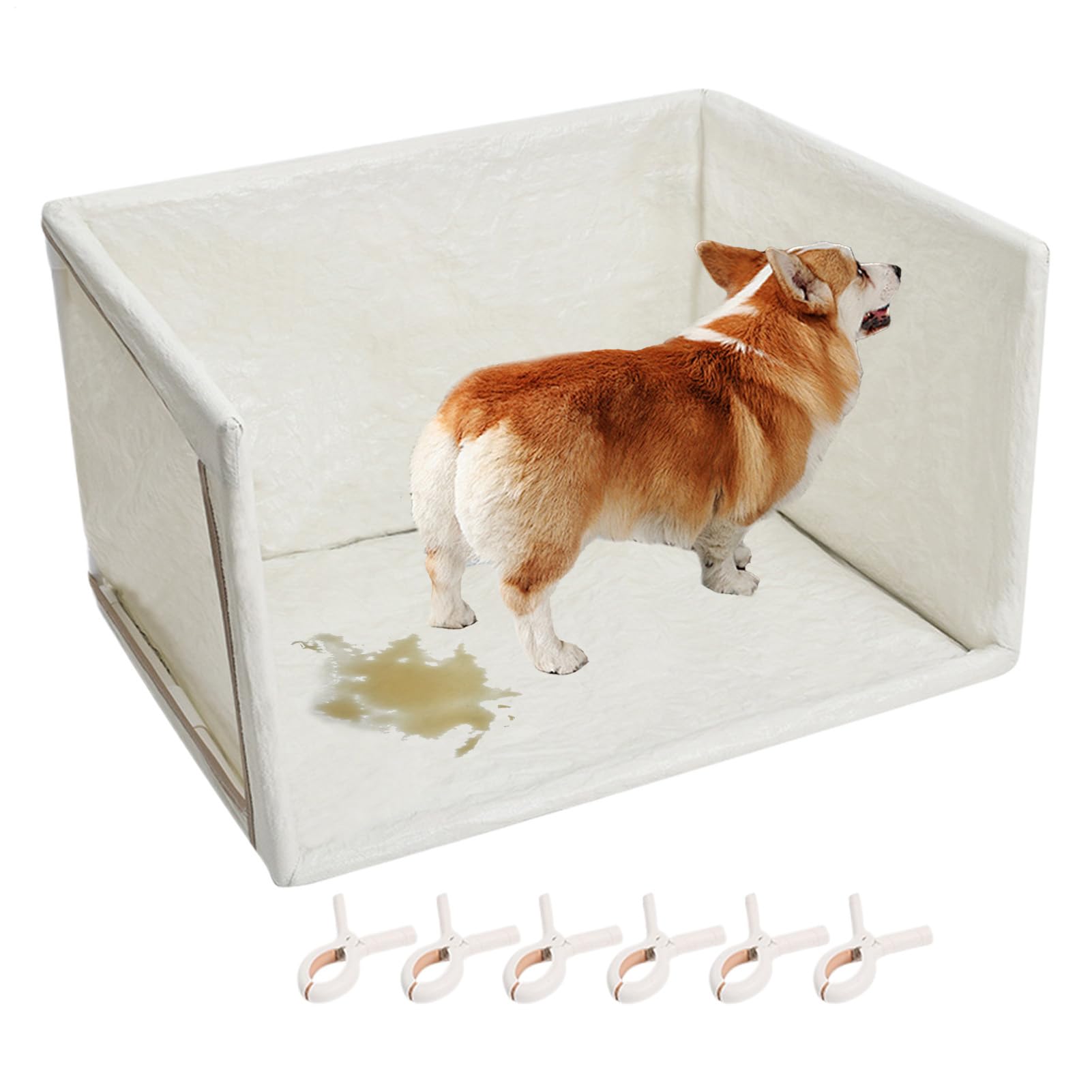 犬用トイレトレー トイレシーツホルダー ペット用トイレ 壁付き おしっこガード 折りたたみ式 組立簡単 洗える 犬用トイレ トイレ容器 小型犬 中型犬 子犬 トイレトレーニング 室内用 飛び散り防止 滑り止め ペット用品|NeoMart
