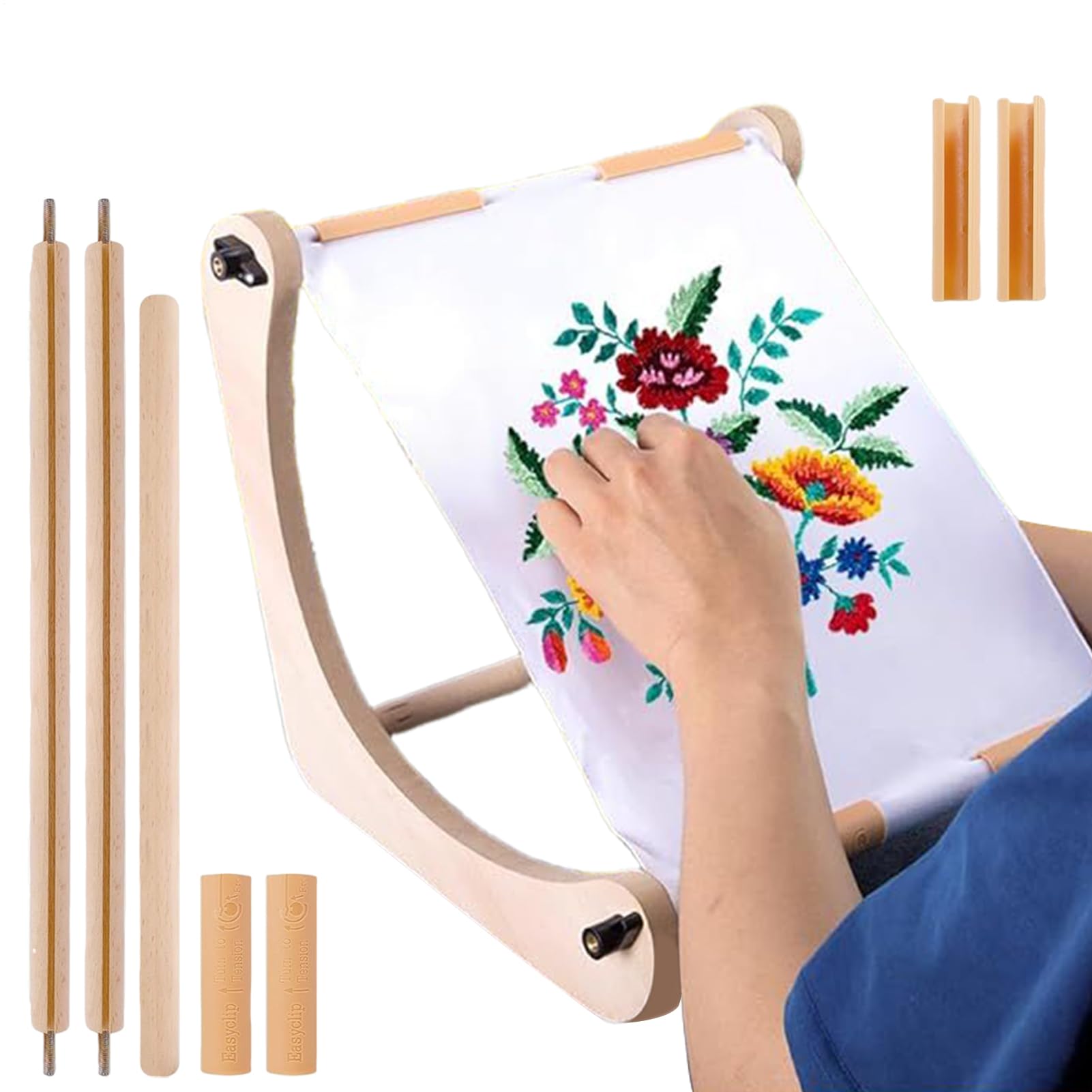 刺繍枠 スタンド 木製 刺繍スタンド 手刺繍 クロスステッチ 刺し子 手芸 卓上 3段階調整可能 組み立て式 タペストリー 刺繍台 手芸用品｜NeoMart