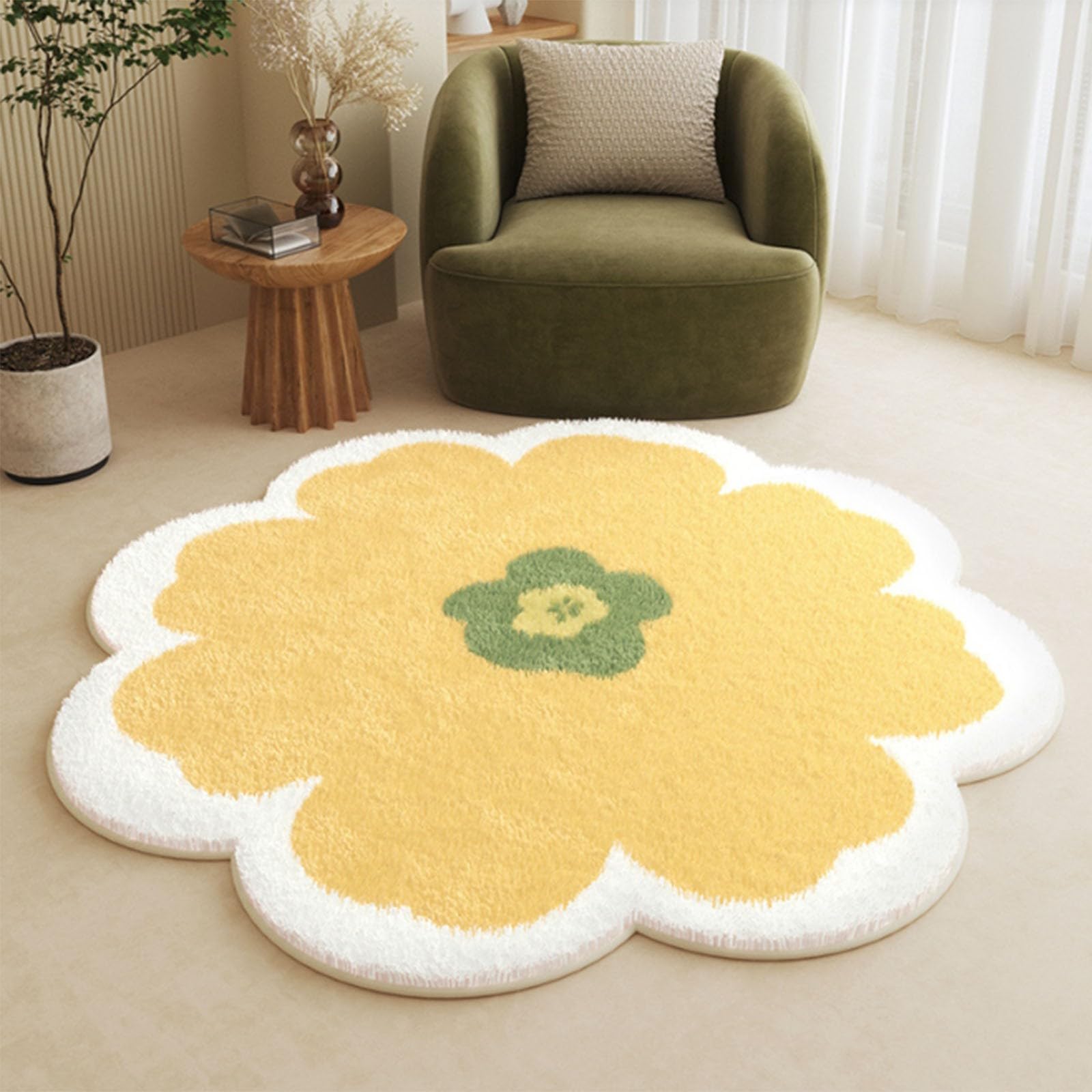 ラグ カーペット おしゃれ 円形 洗える 北欧 花型 マット 絨毯 センターラグ 滑り止め付 ふわふわ 滑らか 通気性 リビング 寝室 子供部屋 インテリア 120cm｜NeoMart