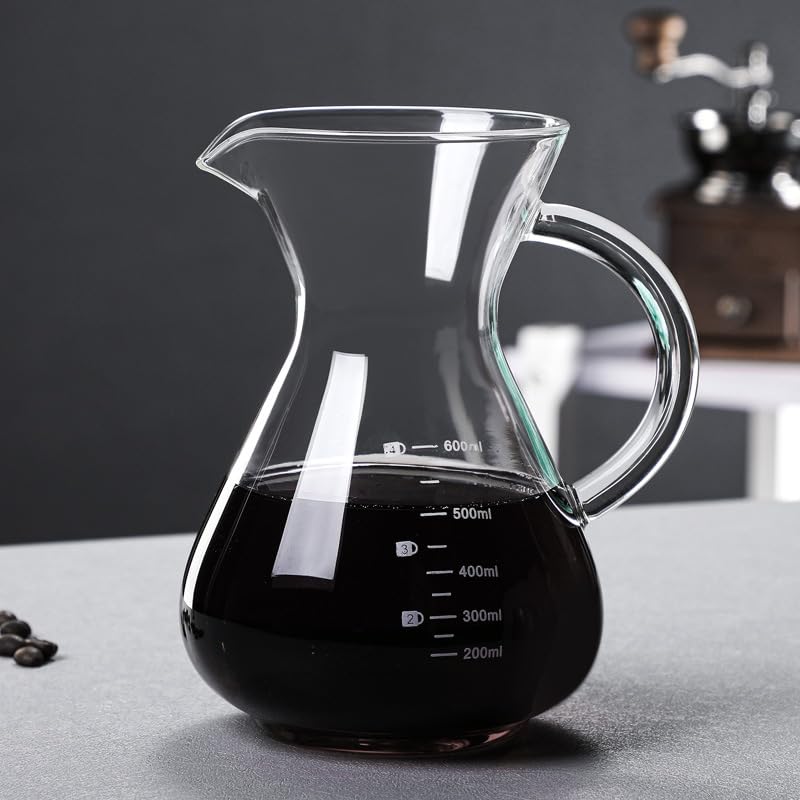 珈琲サーヴァー 耐熱硝子 400ml 600ml 800ml ステンレス鋼こし器付き添い人 ドリップポット 目盛り付き添い人 コーヒードリッパー 今めかしい 珈琲手道具