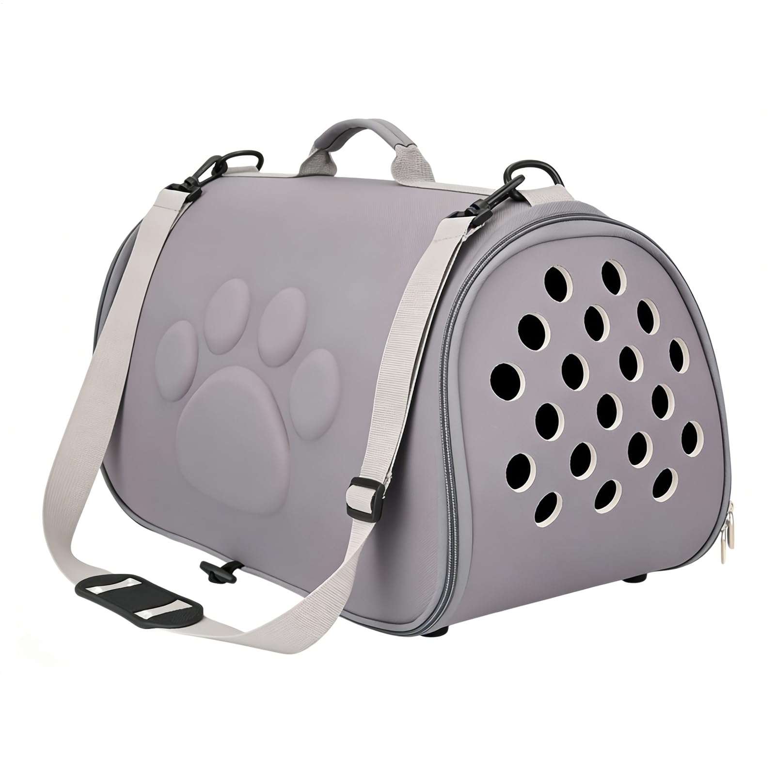 猫用 キャリーバッグ 折りたたみ式 愛玩動物持ちはこび 犬猫兼用 ショルダーバッグ 2WAY 軽さ 通気性 飛び出し押しとどめる 通院 旅する お出かけ ほっつき歩く用 薄墨色