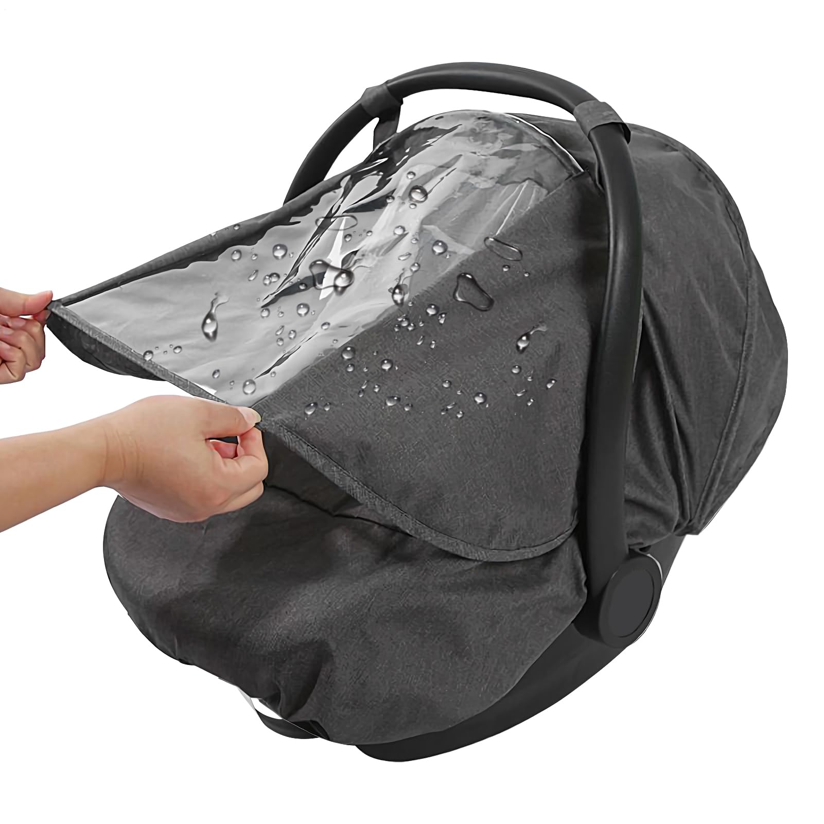 チャイルドシートカバー 冬 防寒 ベビーシートカバー 撥水 防風 乳母車 キャノピー 2way メッシュ窓 ジッパー付き添い人 赤んぼう 乳幼児 お出かけ 難民キャンプ 旅する 殺虫剤 汎用 持っていく 薄墨色