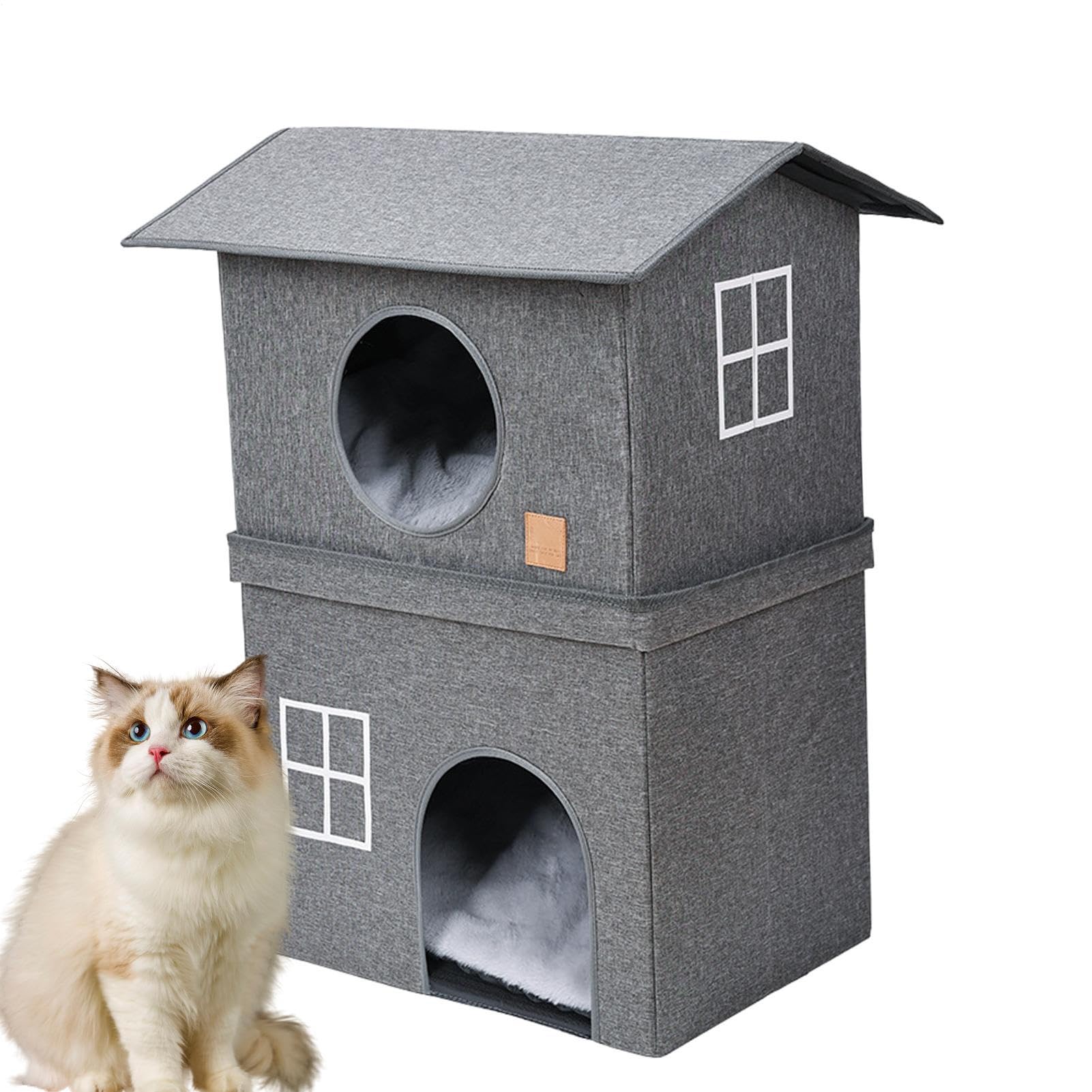 猫棲み家 2段 猫用臥榻 学生寄宿舎型 室内用 今めかしい キャットハウス 愛玩動物棲み家 猫備品 座布団付き添い人 精神的な統合式 猫掘ったて小屋 駆け込み寺 棲み家 愛玩動物備品 手ごわい 撥水産業 防滑 途切らせる所 小型犬 うさぎ
