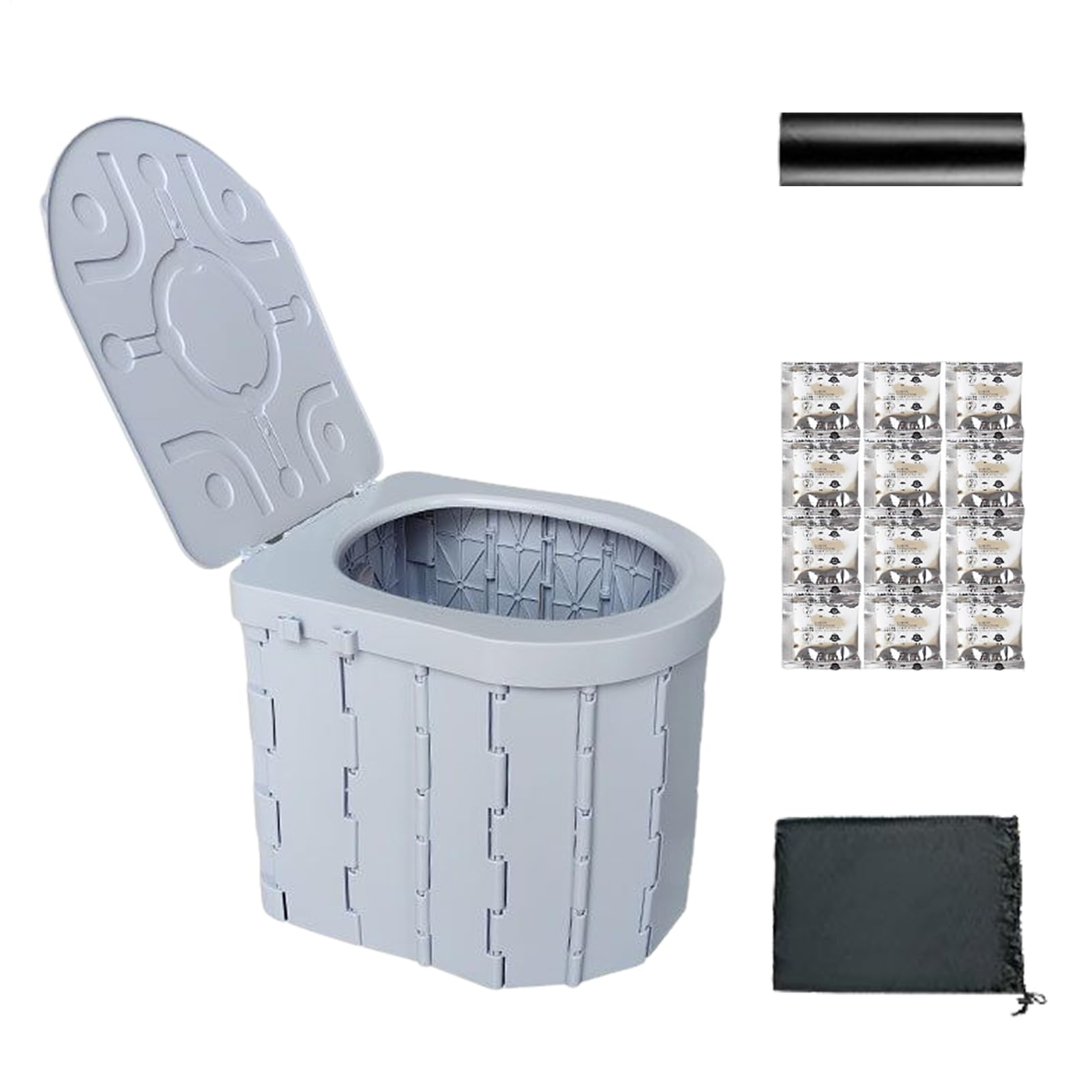 飾り気の無い室内用便器 携帯型室内用便器 折りたたみ 蓋付き添い人 防災グッズ アウトドア 難民キャンプ 車中泊 介護用 非常用室内用便器 不仕合わせ用 持ちはこぶ 精神的な統合飾り気の無い パウダーコンパクト 納める袋付き添い人
