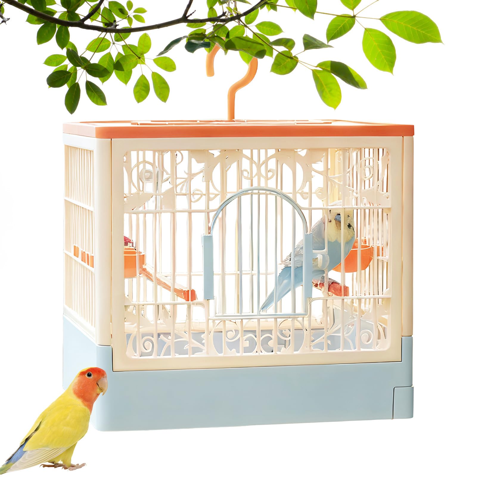 鳥かご 持ちはこび 伏せ篭 小型インコ用 持ちはこび伏せ篭 お出かけ 通院 止まり木・エサ入れ付き添い人 軽さ パウダーコンパクト腹積もり バッジー カナリア 文鳥 精神的な統合式 鶏小屋
