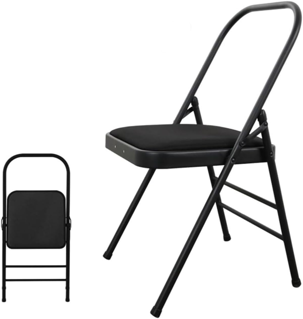 チェアヨガ プロヨガの椅子、ストレッチ用チェア プロップ柔軟性と筋力トレーニング、折り畳み式ヨガ補助椅子、健康維持，ダブルビーム構造、綿麻のクッション,ノンスリップの足カバー、バランストレーニングのた｜NeoMart