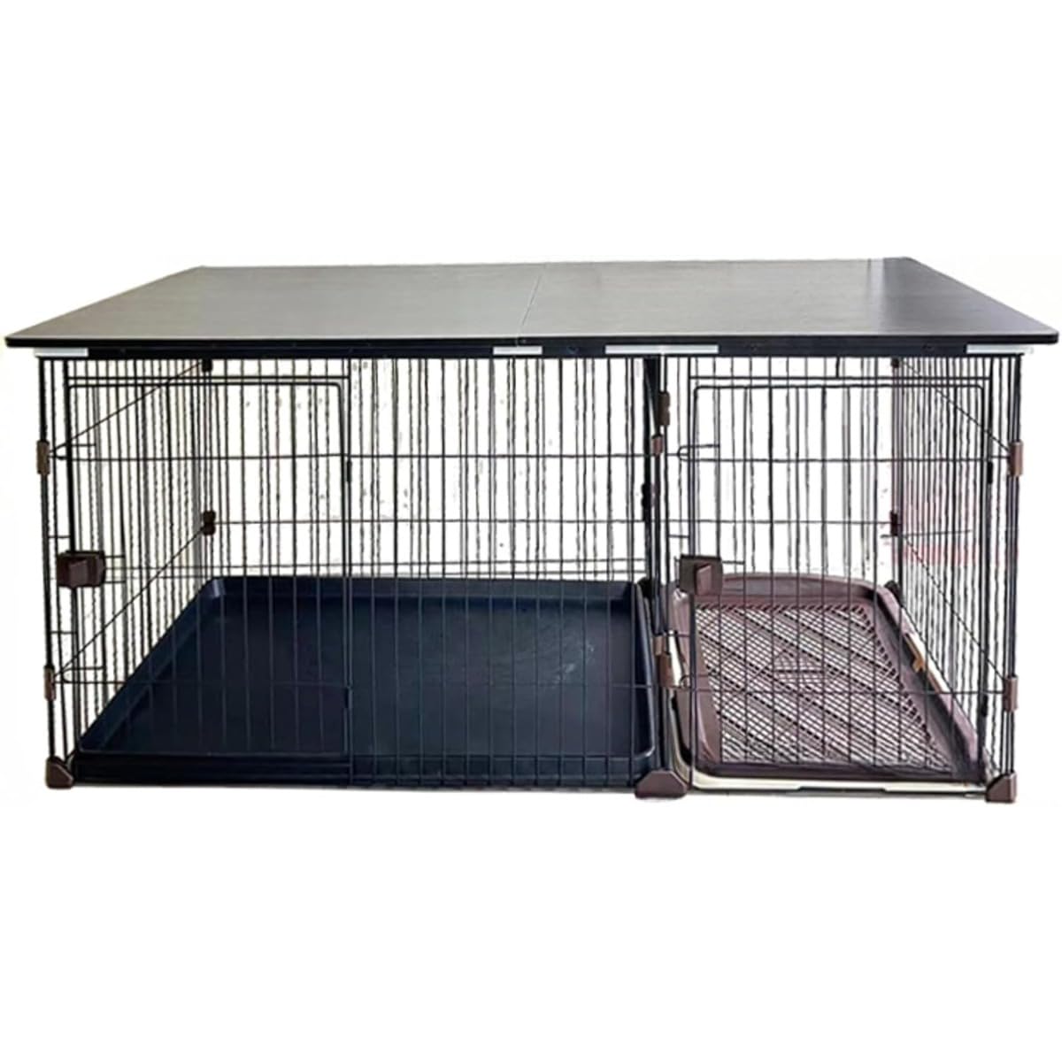 ペットサークル 犬用ケージ 犬ゲージ ペットサークル 幅146&times;奥行68&times;高さ71 小中大型犬用 木製 室内 トイレ付き マット付き 屋根付きセット ペットゲージ 犬ゲージトイレ別 ケージ ゲージ 室内 屋内 小型犬 中型犬 (幅114&times;奥行57&times;高さ60)｜NeoMart 28,536円
