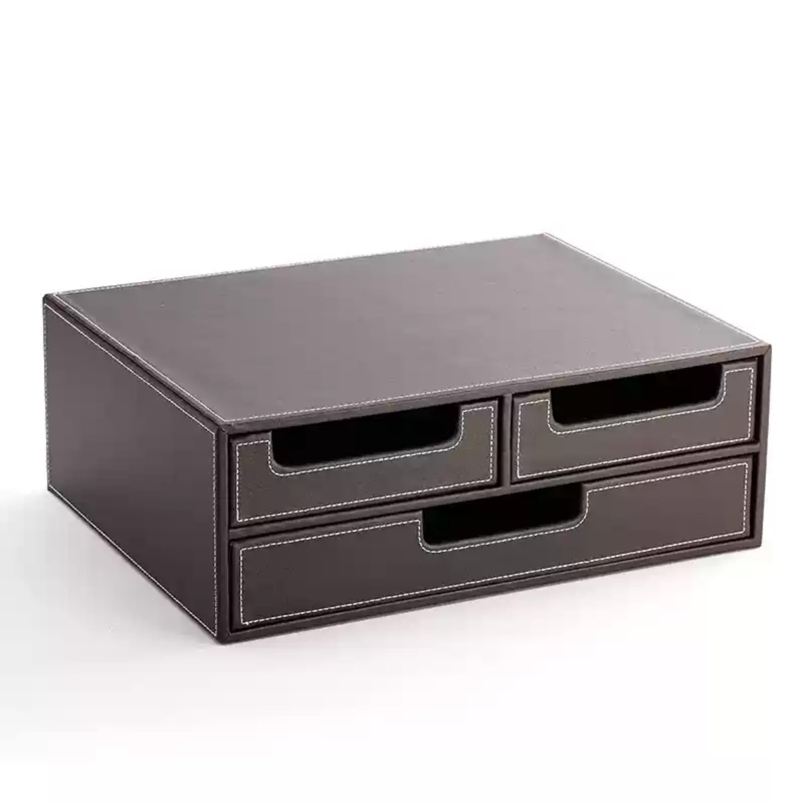 レターボックス 4書類収納ケース デスク整理 卓上収納 引き出し付き 多機能レザーデスクオーガナイザー ファイルボックス ブラック 34*26*13 (34*26*13,コーヒー色)|NeoMart