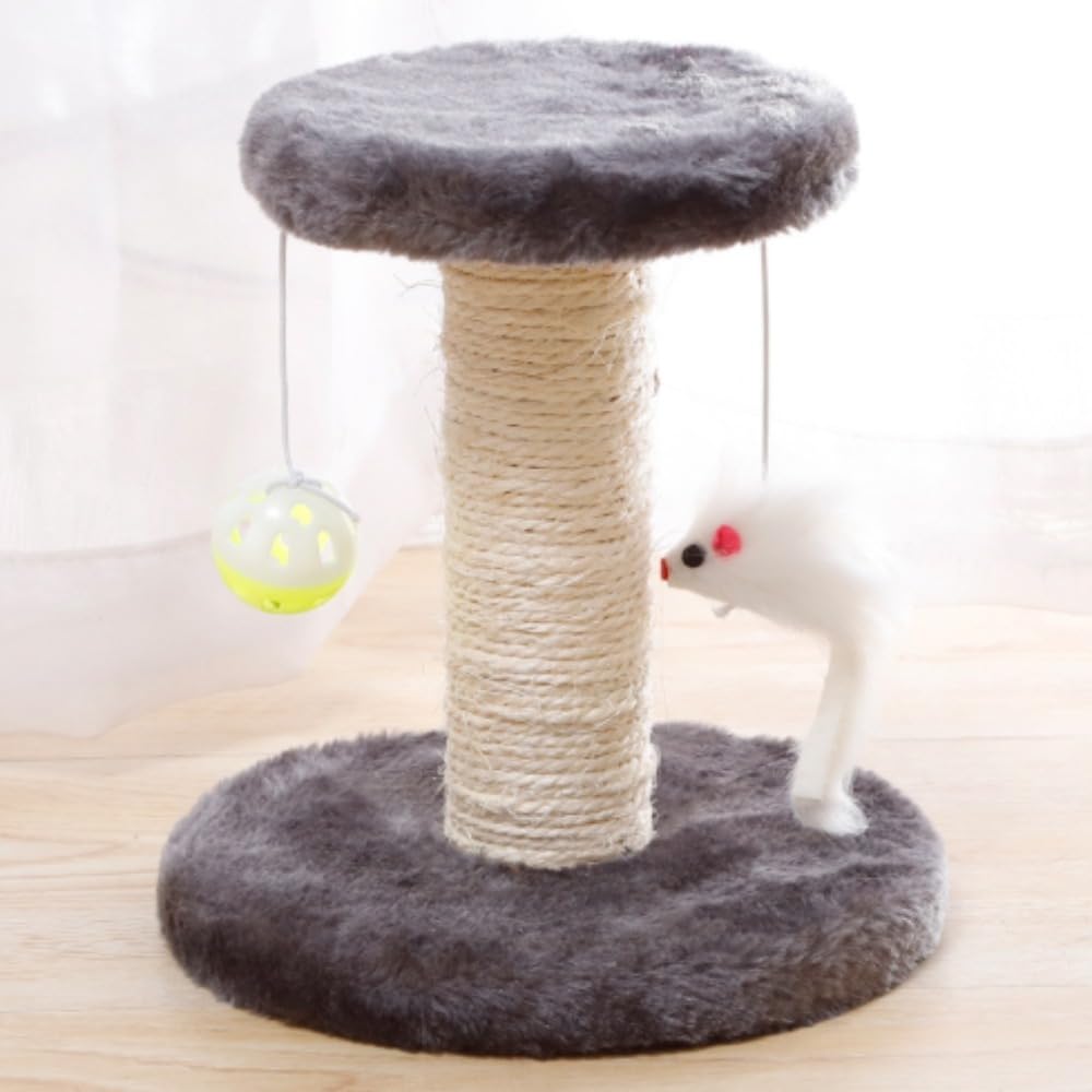 猫用ツリー2段式ふわふわ麻素材猫用爪とぎポールペット用ジャンプ台爪とぎおもちゃ []｜NeoMart