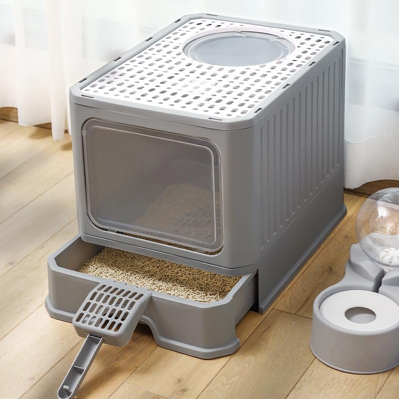 特大の完全密閉型猫トイレ ドームタイプ 猫用トイレ本体 引き出し付き 掃除簡単 2出入り方法 大型猫 ドア付き 大きいサイズ ふた付き 飛び散り防止 清潔 広々サイズ 全密閉式カバー 抗菌防臭 ニャン｜NeoMart 9,414円