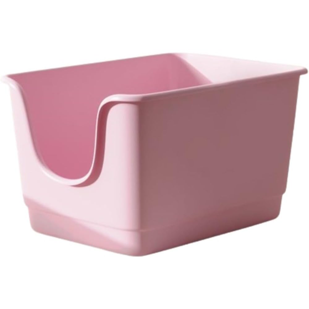 猫 トイレ 大型 猫用トイレ本体 スコップ付き 大きな猫のトイレ シンプル 飛び散り防止 オープンタイプ ゆったり広々サイズ 深型 ペットトイレ 掃除簡単 メイン猫 大開口 ホワイト (ピンク,62.5*45.5*31)|NeoMart
