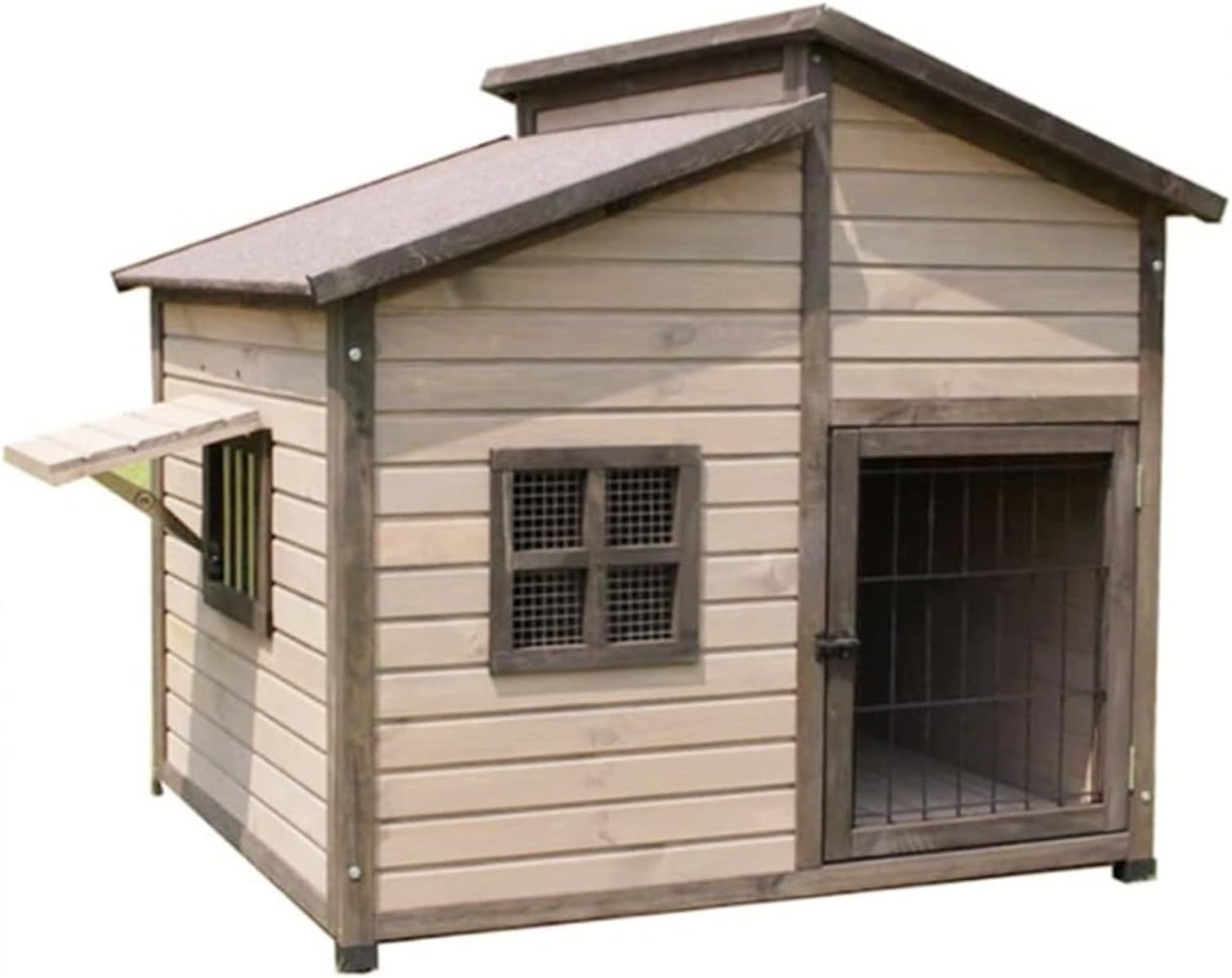 犬小屋 屋外 大型犬用 無垢材 木製犬小屋 防水 防風 屋外犬小屋 ペットハウス ドッグハウス 木造 通気性 頑丈 高耐久 防寒 防雨 大型犬 中型犬 ペットケージ おしゃれ 組立簡単 木製ハウス 犬用ハウス 屋外用 ペット用品 庭 ベランダ 防湿 日除け 全天候対応 ナチュラル ()|NeoMart