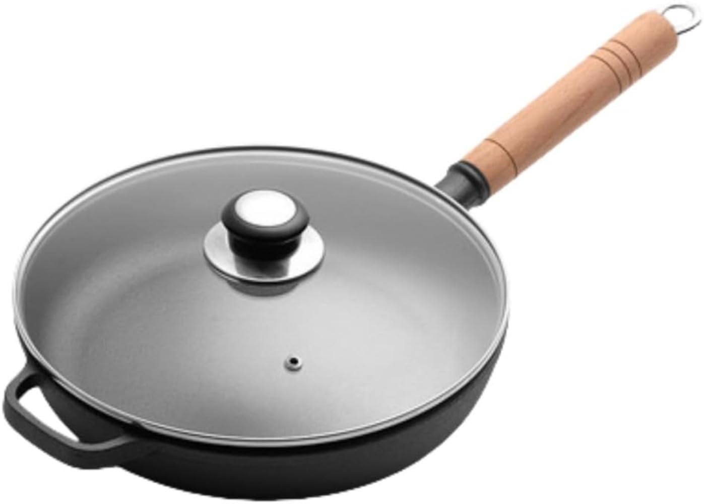 フライパン耐久性岩鉄器鉄鍋木製取っ手鋳鉄揚げ焼き用適用鉄製炒め鍋大タイル鍋南部器ホテルレストラン家庭用業務用全熱源適用小型一人暮らし用 調理器具 (22,なべ+ガラスカバー)｜NeoMart