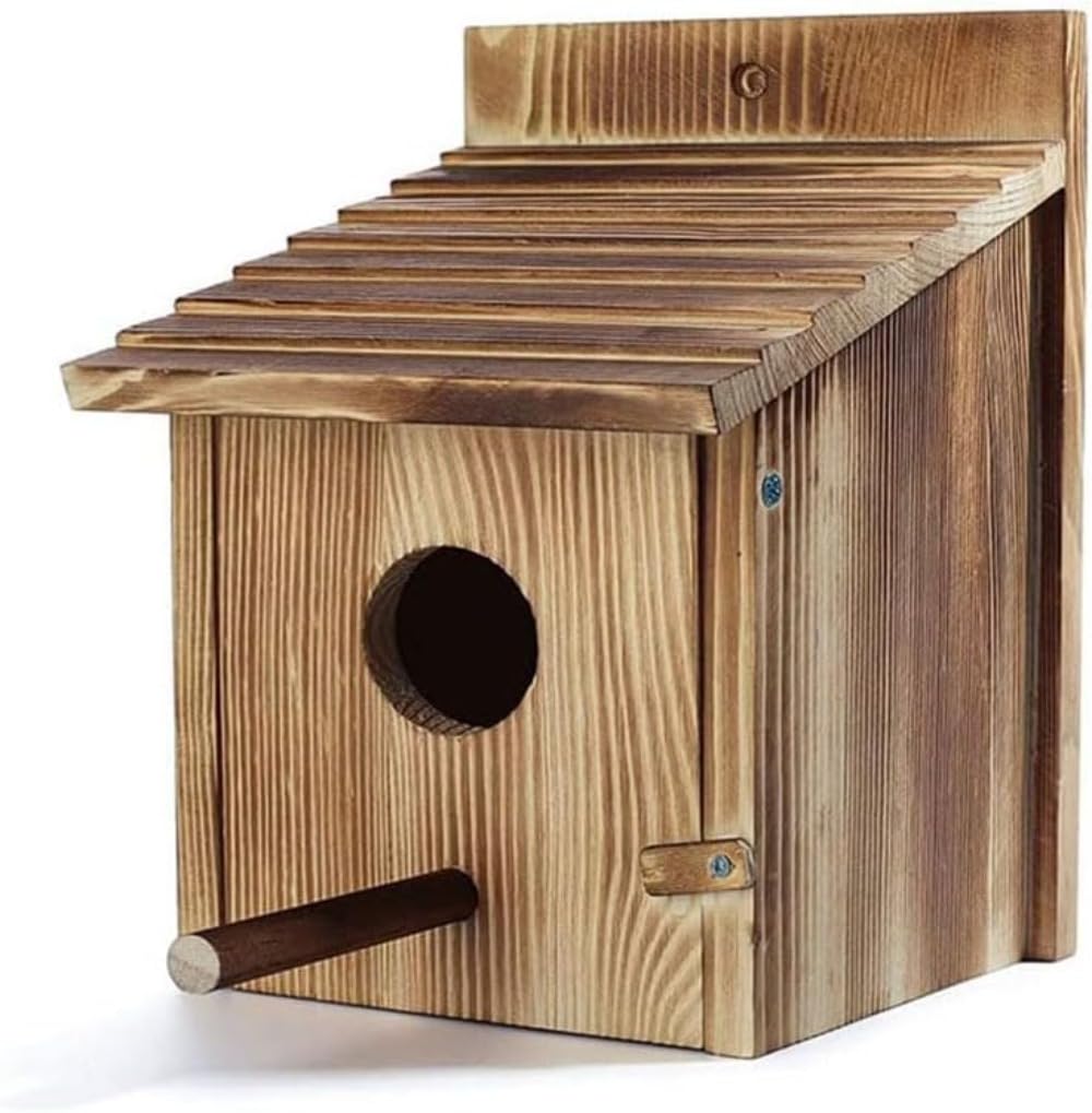 天然木製 屋外鳥巣 野鳥用休憩巣箱 給餌兼用飼育箱 (,)|NeoMart