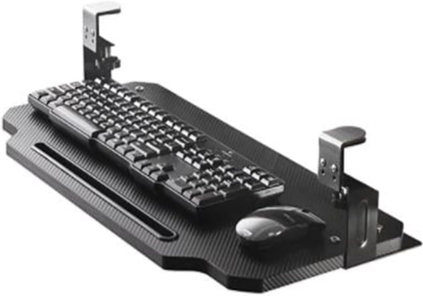 キーボード引き出しスタイル 高さ調節可能なキーボードトレイ 家庭 オフィス用のスライド式キーボードとマウストレイ クランプ付きデスク下キーボードスタンド 収納 (60*26,ブラック)｜NeoMart