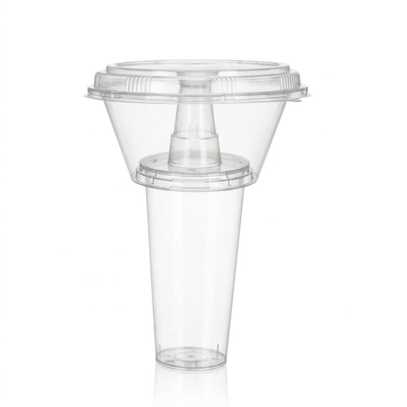 100個セット 折りたたみ式 ふた付きドリンクカップ 食品用容器 透明プラスチック 再利用可能 飲料・フード兼用 コーヒー・スープに適し (500)｜NeoMart
