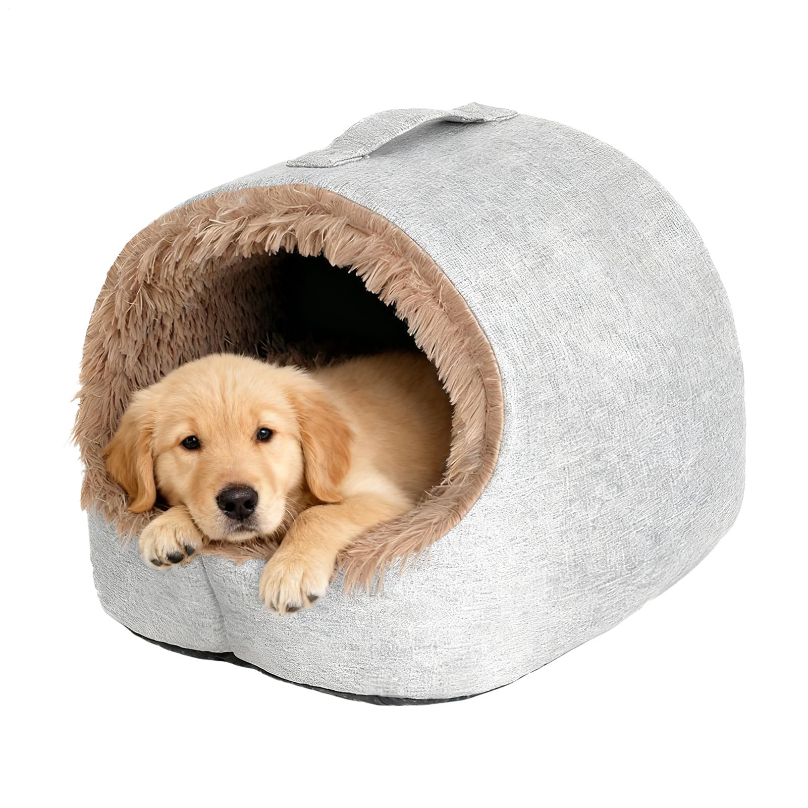 猫用ケーブベッド - 取っ手付き 冬用 半閉鎖 快適 ベッド,ペット用ハウステント子犬睡眠用小屋 | 家庭用 寮用 アパート用 寝室用 リビングルーム用|NeoMart