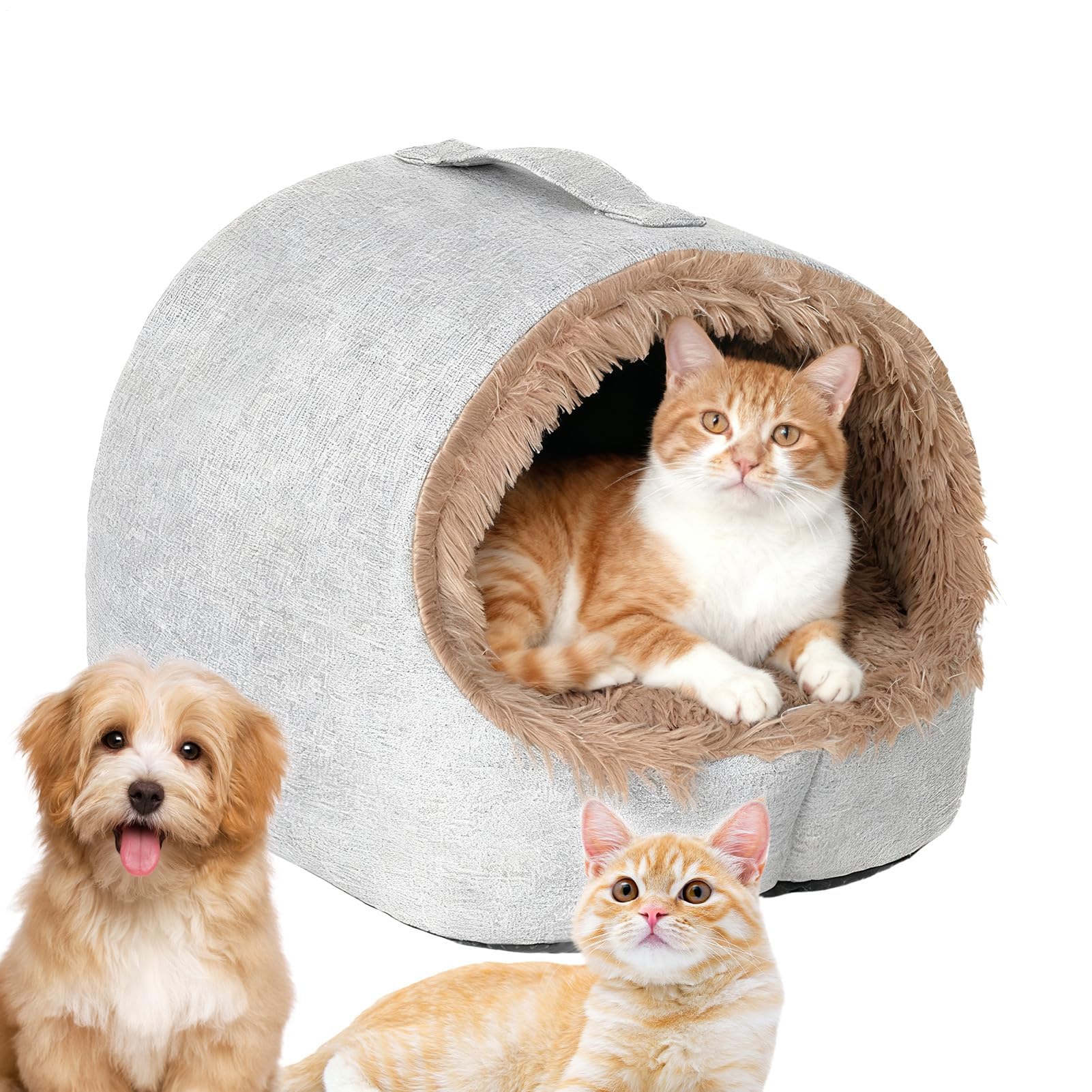猫用ケーブベッド,暖かく柔らかく快適な半閉鎖子猫ベッド - ペット 落ち着き 巣 覆い付き 猫 ケーブ - 家庭 アパート 寝室 リビング バルコニー向け|NeoMart