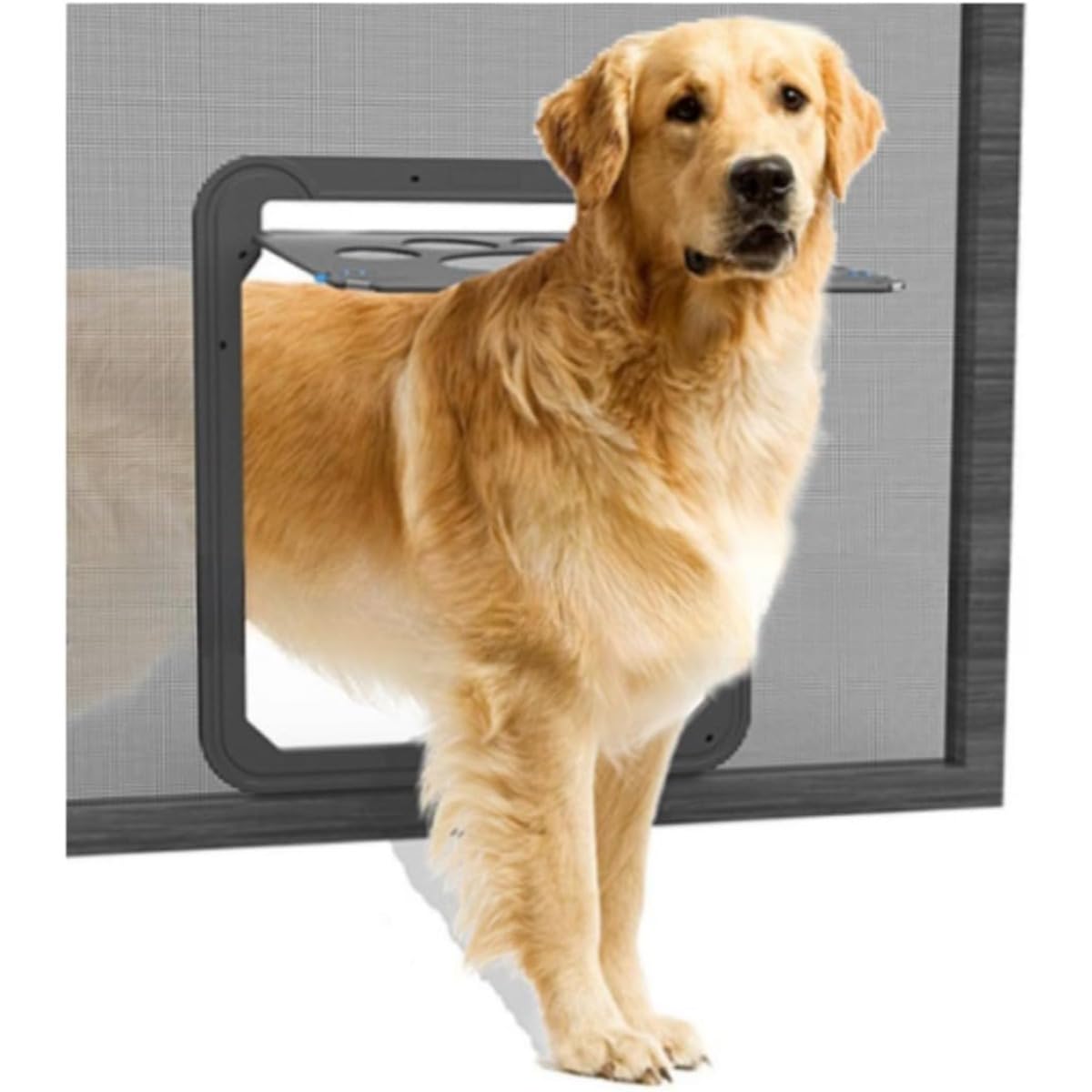 【 】網戸専用ペットドア 犬猫用出入り口 中・大型犬に適した 開閉自由でロック機能付き 取付け簡単な 37 42 サイズのペット用網戸ドア 17|NeoMart