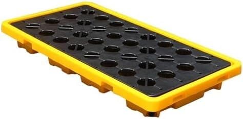こぼれ防止パレット こぼれ防止プラットフォーム 黄色と黒のポリエチレン製モジュラー式こぼれ防止パレット 工業団地 倉庫 工場 オイルドラム パレット 耐湿トレイ(1306815)|NeoMart