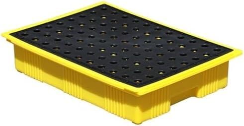 こぼれ防止パレット こぼれ防止プラットフォーム 黄色と黒のポリエチレン製モジュラー式こぼれ防止パレット 工業団地 倉庫 工場 オイルドラム パレット 耐湿トレイ(493610)｜NeoMart