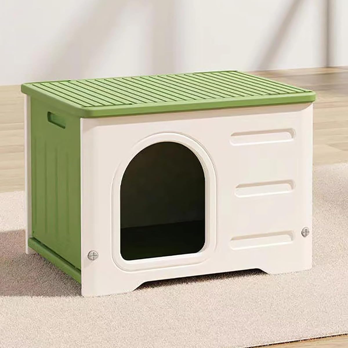 ペット ハウス 猫 ハウス キャット ハウス 犬小屋 組み立てペットハウス キャットハウス おしゃれ 外猫ハウス 屋外 防水 耐重 通気性 防寒 雨よけ 防風 防雨 換気 組立簡単 洗え 野良猫 避難所 四季通用 小型犬 猫 屋外 屋内兼用 (グリーン)|NeoMart