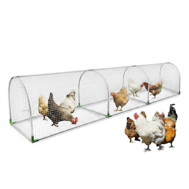 鶏小屋 屋外 トンネル型 飼育ケージ ドア付き 亜鉛メッキ鋼メッシュ 60*60*300 アヒル飼育適用 簡単組み立て 危害から保護 鶏囲い ハッチ付き (60 60 300 ,オックスフォードウェブ)｜NeoMart