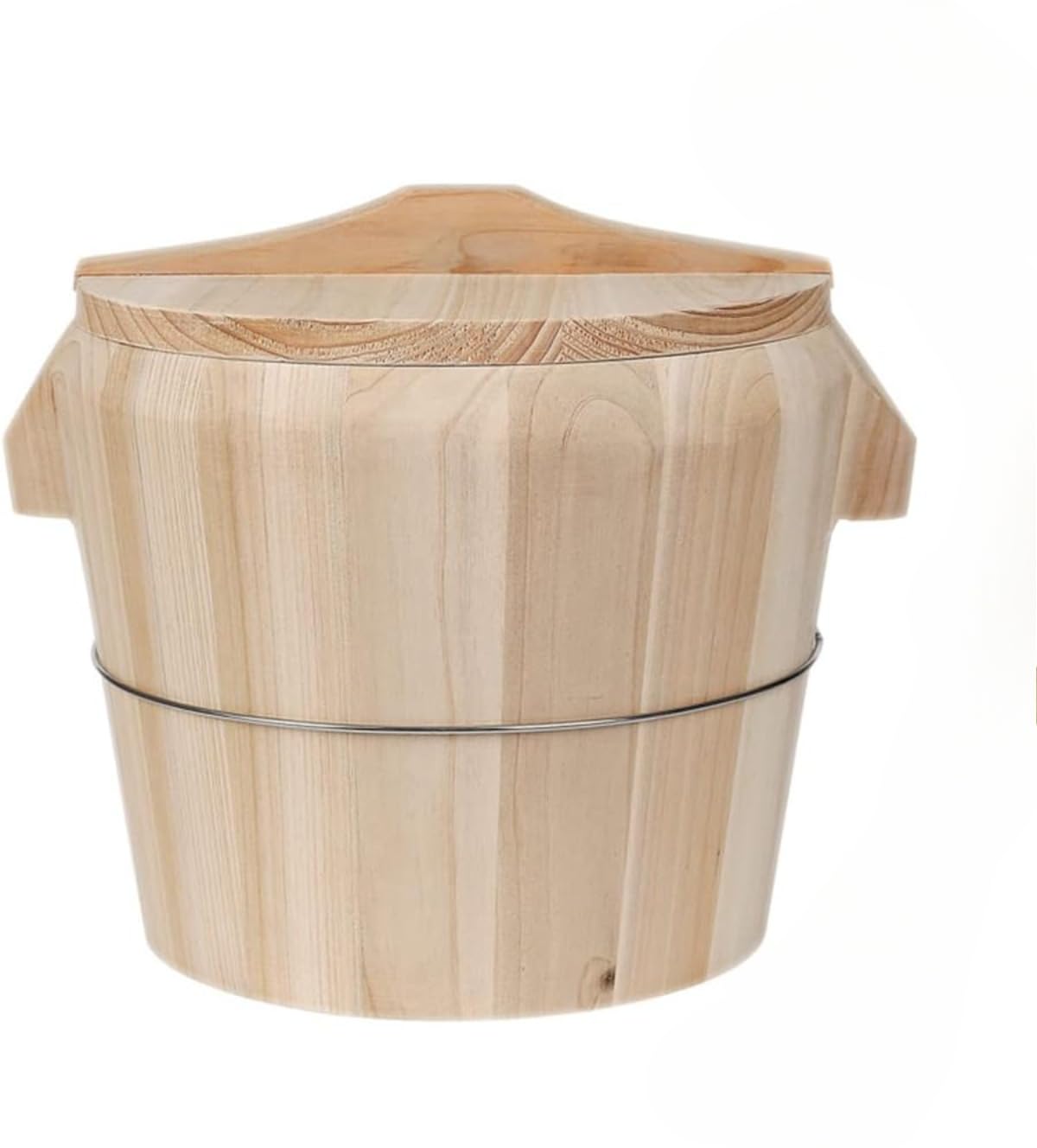 もち米蒸し器 寿司桶 木製蒸し器 業務用 もち米を蒸す桶 蓋付き 木べら付き (21,ナチュラル)｜NeoMart