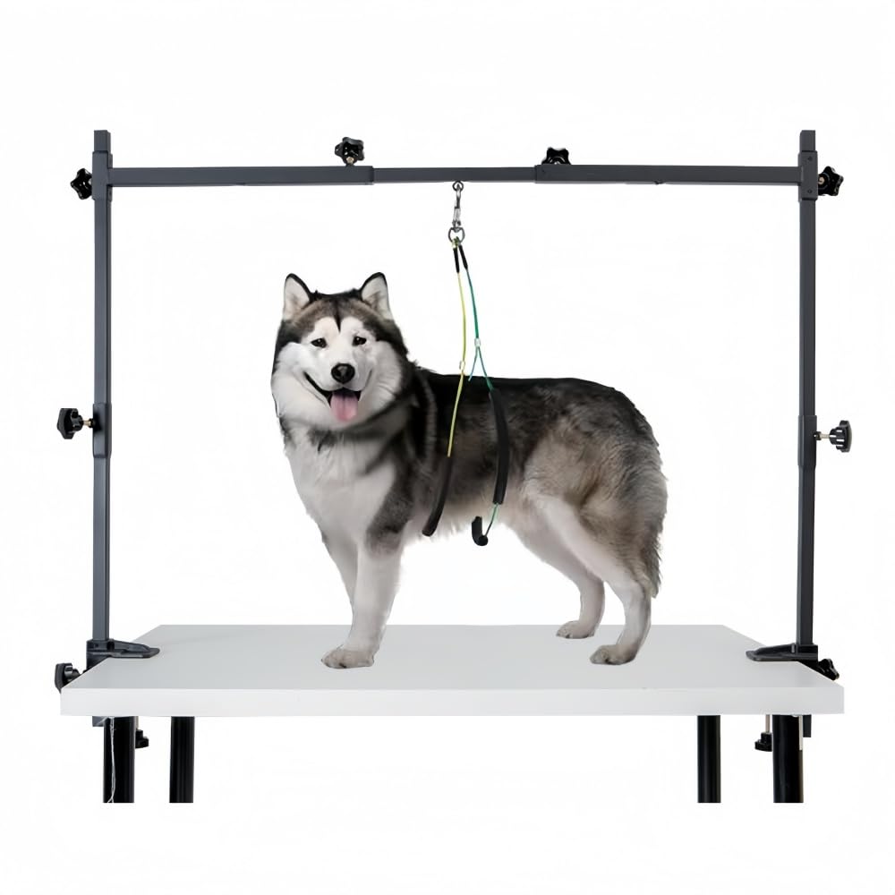 犬用トリミングアーム 高さ調整可能 トリミング台アーム クランプ付き ト 耐久性のリミングテーブル用アーム ハーネス付き 大型・中型・小型ペットの入浴・グルーミングに最適 (ブラック)|NeoMart