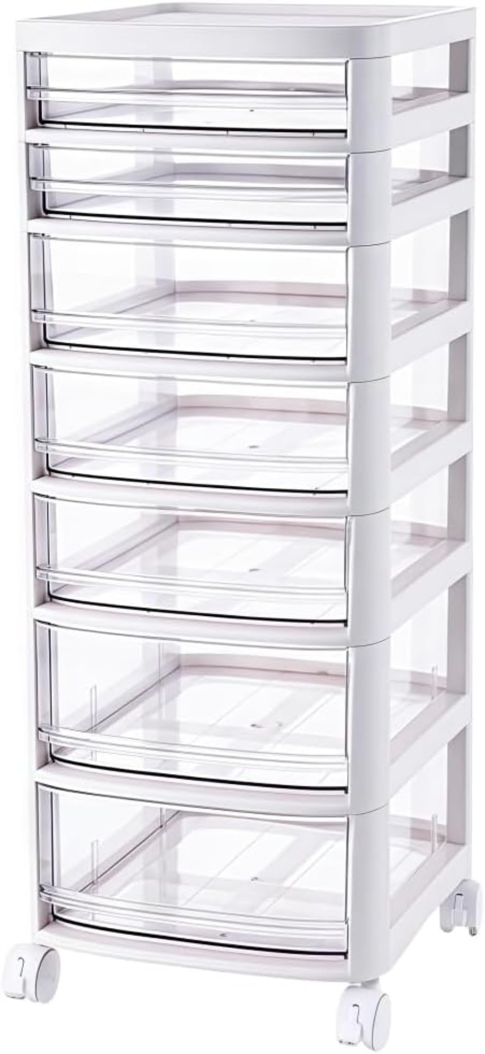 レターボックス レターケース クリアチェスト 4 引き出し式 ファイル収納 キャスター付き プラスチック 事務 中が透けない 多層 (7層)|NeoMart