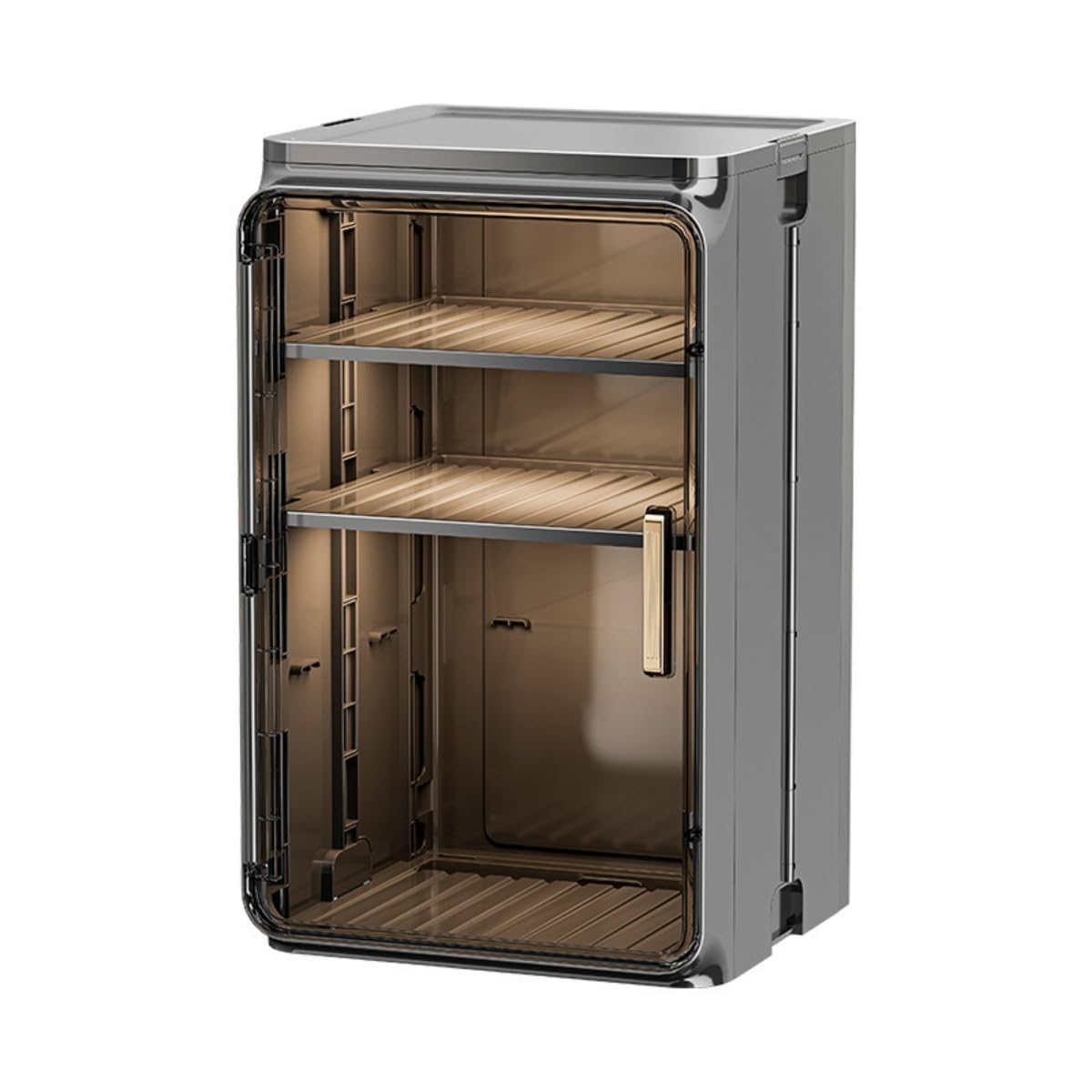 取り外し可能な棚板付き 防塵カップ・食器収納キャビネット 2段タイプ（小型） 26&times;25&times;28 / 4段タイプ（大型） 26&times;25&times;43 クリームホワイト・ブラック 透明扉付き卓上食器棚 ティーカップ・グラス・茶器 ダイニング・キッチン用収納ラック (ブラック,26*25*43)｜NeoMart
