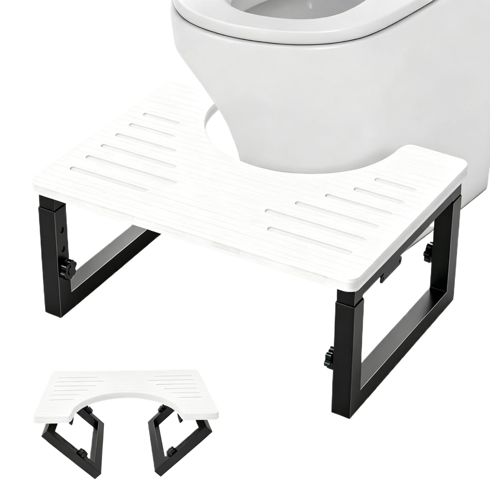 子供用 トイレ踏み台 高さ調節可能 折りたたみ式 トイレトレーナー ステップスツール 木製+鉄製 滑り止め付き 多機能 フットスツール トイレ補助 耐荷重 安全設計 省スペース (ホワイト)|NeoMart