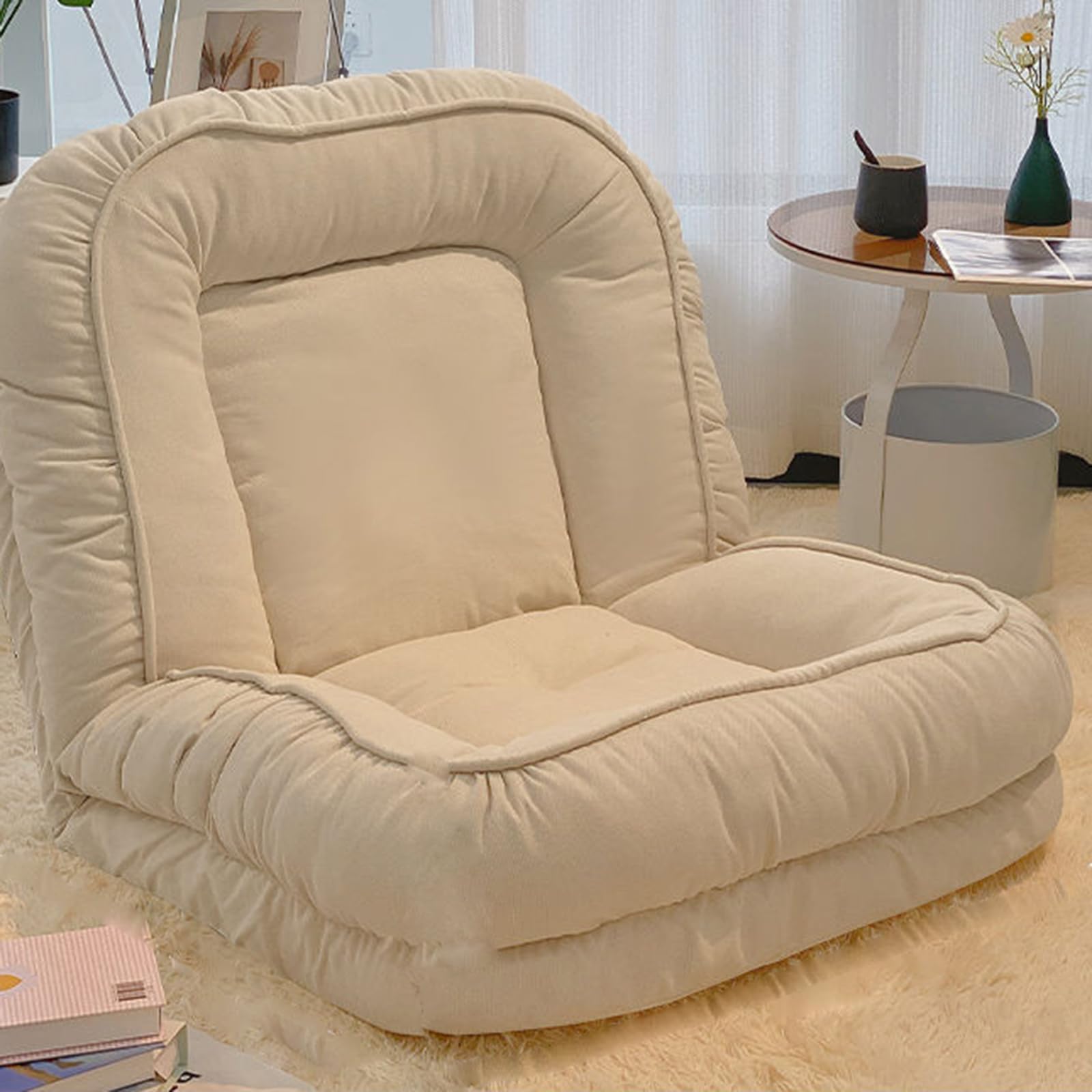 折りたたみ式フロアソファ、コンバーチブルレイジーソファ背もたれ調整90*-180°、5つのリクライニングポジションソファ、寄りかかって座ったり寝たりできるソファ|NeoMart