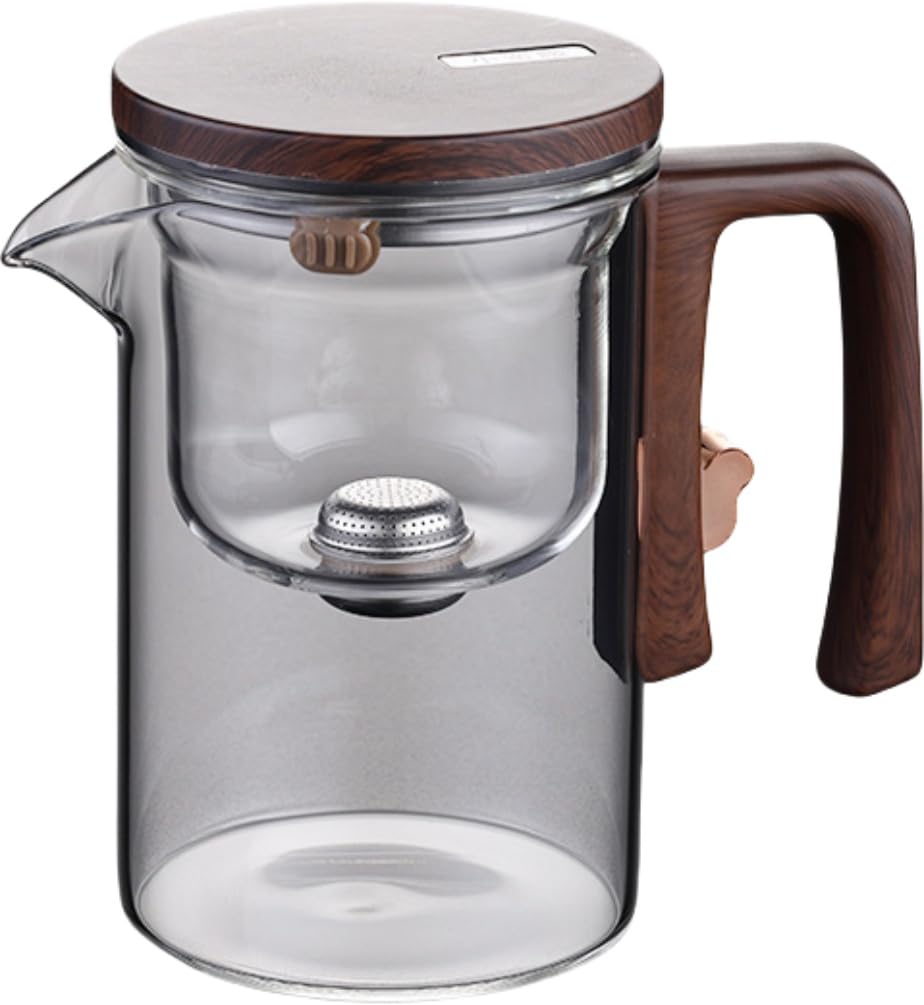 ガラス ティーポット 家庭用 お茶?好者向け オフィス用 クリアカラー ワンタッチフィルター付き 茶水分・偕 洗いやすい 水出し茶対応 耐熱ガラス製 おしゃれ プレゼント向き 磁気フィルター付き ストレーナー付き 湯煎用 お手入れ簡単 (,720)|NeoMart