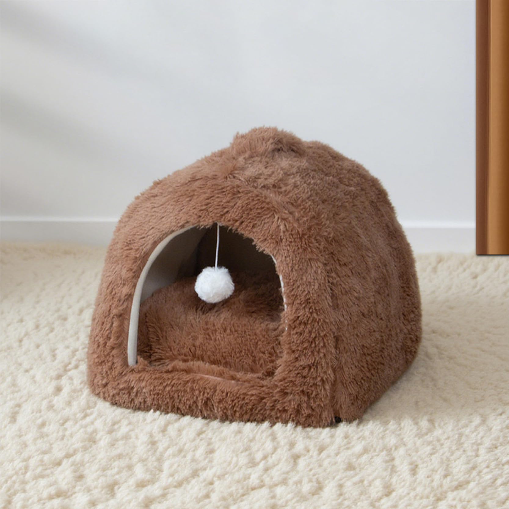 [3] ペットベッド 40*40*35 おしゃれ 小型犬 ペットハウス 犬 猫 ベッド ドーム 夏 冬 クッション ふわふわ コーヒー ハウス ペット用品 子犬 老犬 かわいい ふんわり 犬用ベッド 犬のベッド 滑り止め 犬小屋 暖かい 保温防寒 ギフト プレゼント｜NeoMart
