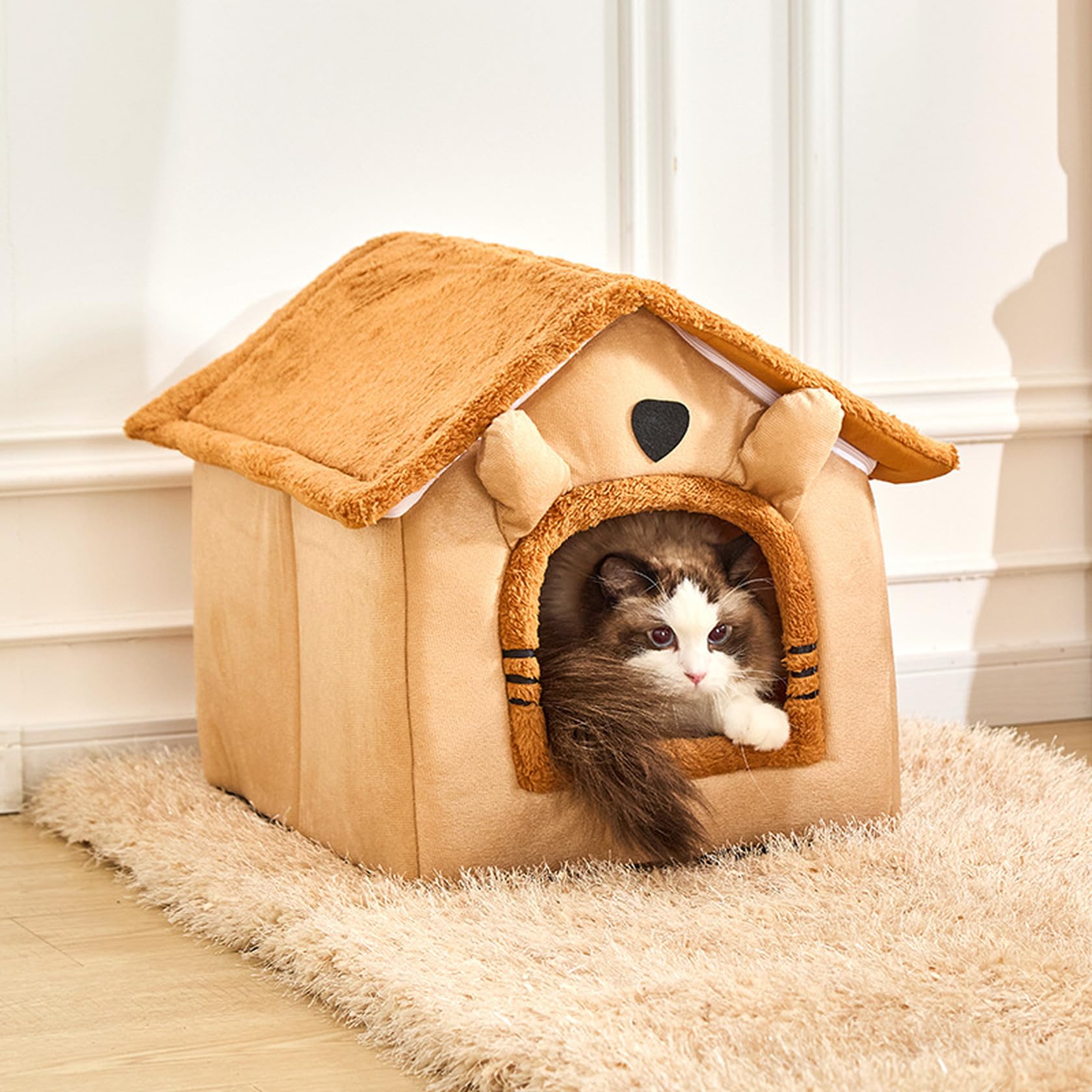 [3] ふわふわ 猫ハウス 設計1 暖かい 洗える 子猫 成猫 子犬 冬 保温防寒 ペット用品 猫ベッド 犬ベッド 30*30*32 ドーム型 ペットハウス あったか 滑り止め 半密閉式 オールシーズン 快適 犬用ベッド ネコベッド ドームベッド 寒さ対策｜NeoMart