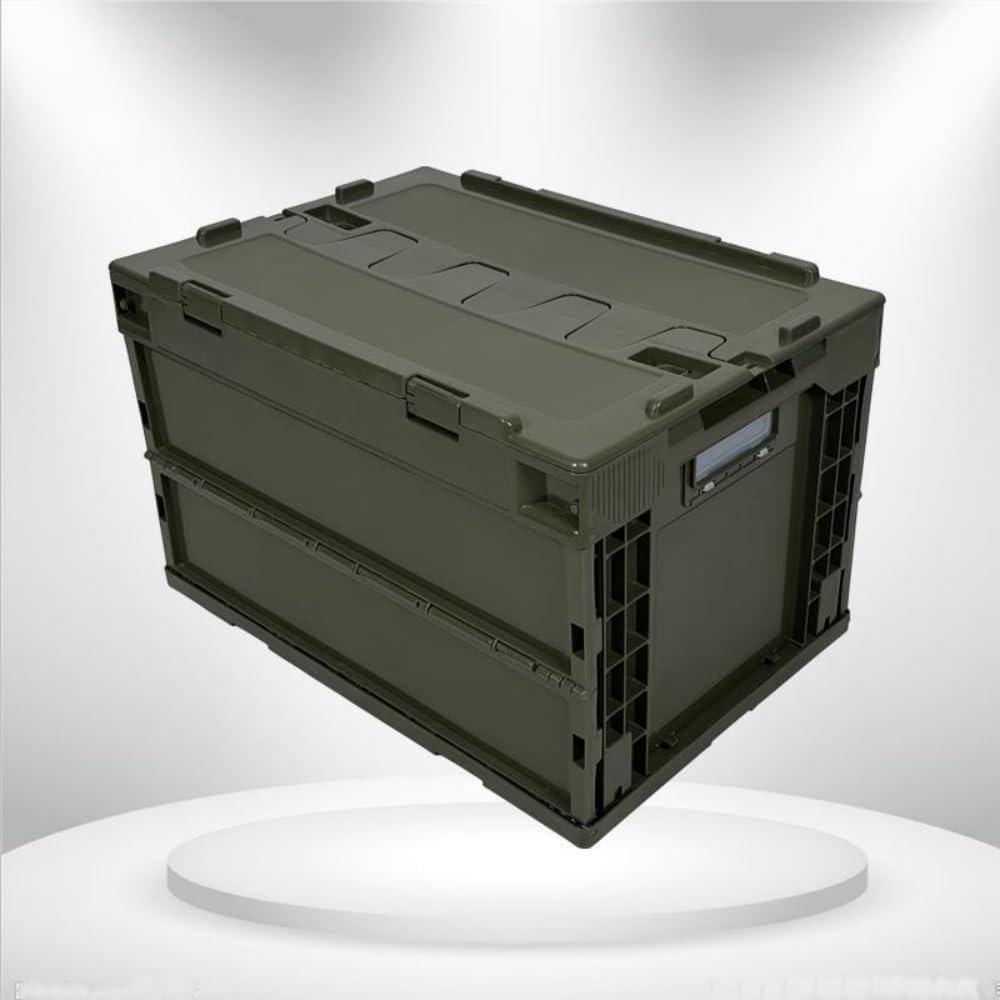 折り畳み収納ボックス大容量蓋付き積み重ね可能強耐荷重防塵防湿防カビ衣類収納車載キャンプオフィス整理向け (アーミーグリーン)｜NeoMart 12,631円
