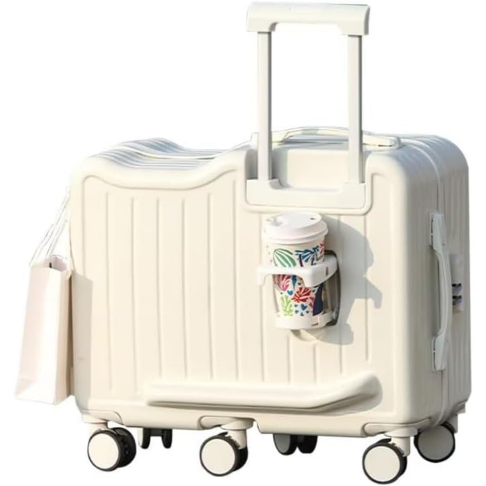 [] 子供用の機内持ち込み用スーツケース、ミニスーツケース、3～4日間の旅に適しており、大容量、カップホルダー、ダイヤルロック、360度回転、出張、旅、自宅に最適 (ホワイト,22インチ) []｜NeoMart