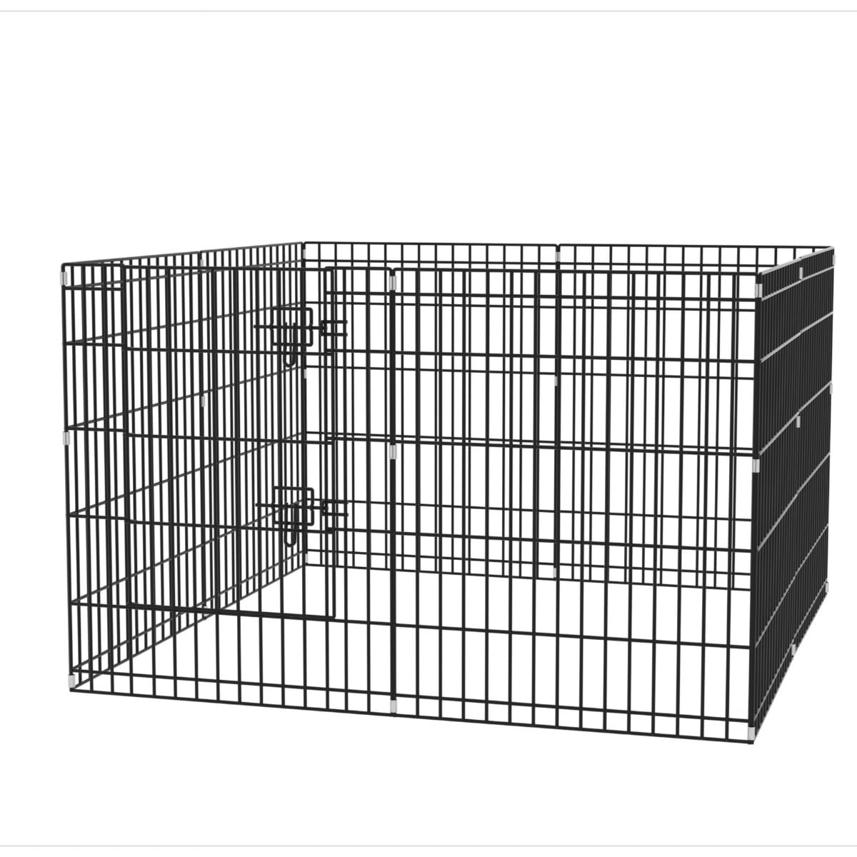 フェンスペット用品犬用小底なし犬ケージガードレール中小型犬室内犬小屋家庭用黒柵犬ケージ取り付け簡単3ステップ展開百変造形自由に配置 (ブラック,60サイズ12枚)|NeoMart