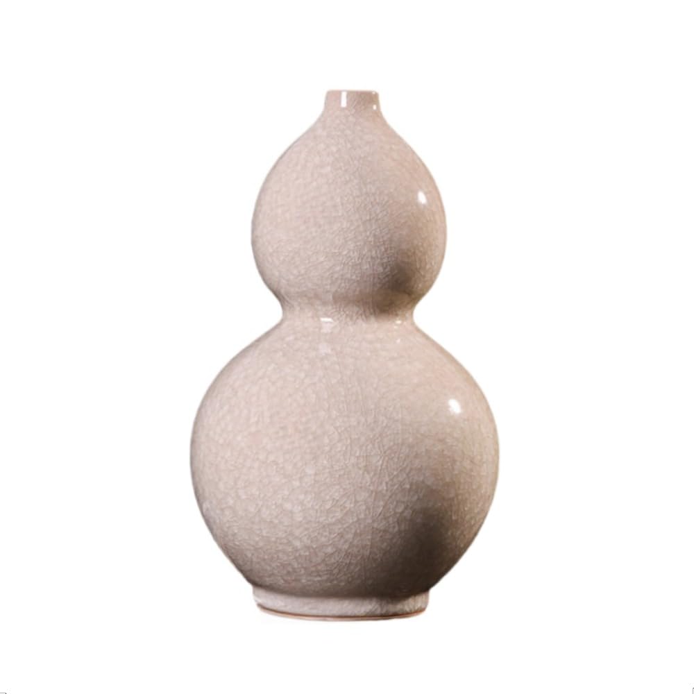花瓶、陶器の装飾、ひょうたん型、花器、セラミックス 工芸、装飾花瓶、シンプルモダンな、家の装飾リビングルーム、砂利の亀裂設計、新築祝い/誕生日/昇進祝い (ベージュ) []｜NeoMart