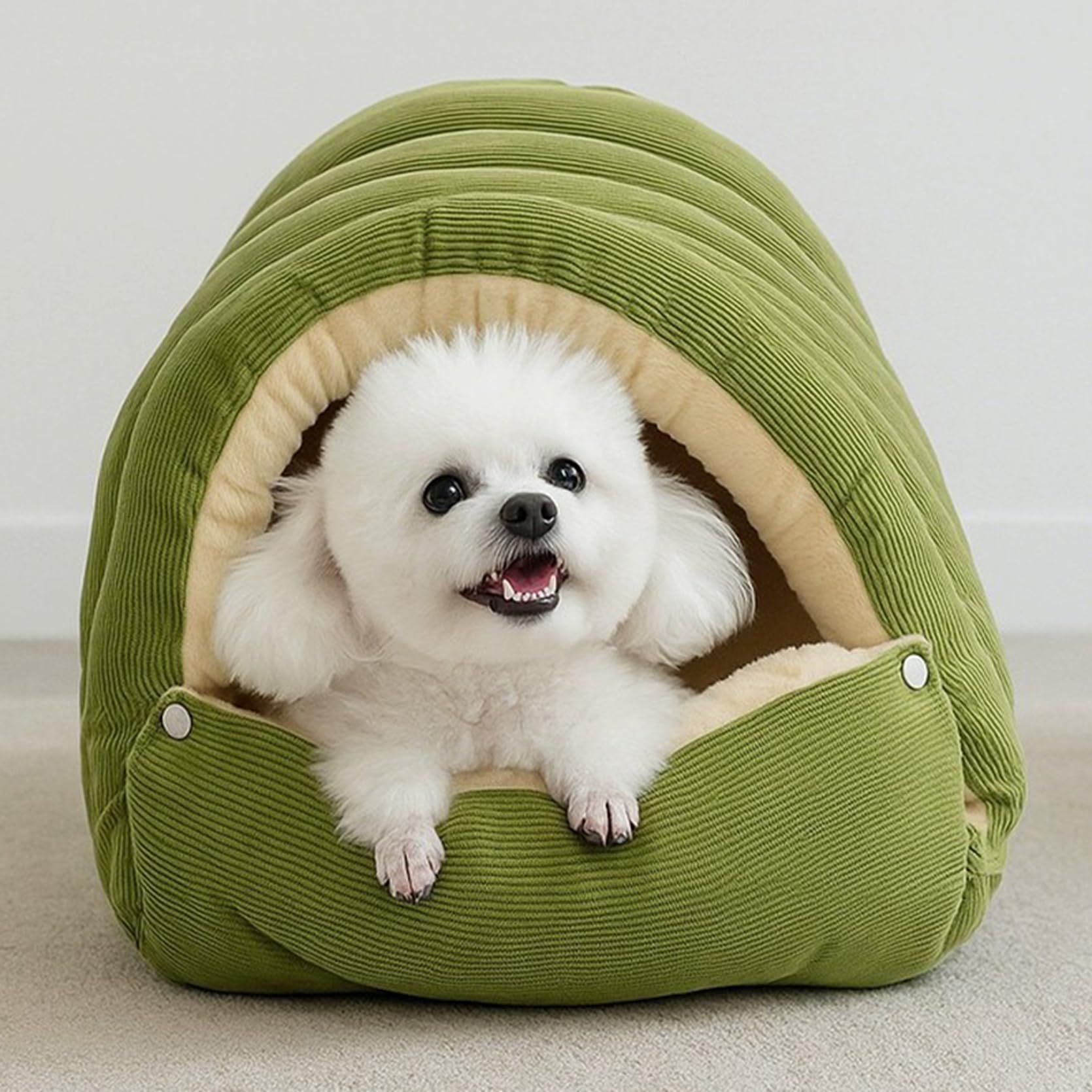 [3] ドーム型 ペットハウス 小型犬 猫 ハウス 57*37*28 室内 ネコ 犬 ペット クッション 滑り止め 洗える 子猫 ぐっすり眠る 通年利用 ふわふわ もこもこ 柔かい寝床 あったか 寒さ対策 保温防寒 ペットベッド 犬ベット 設計2 猫ベッド｜NeoMart