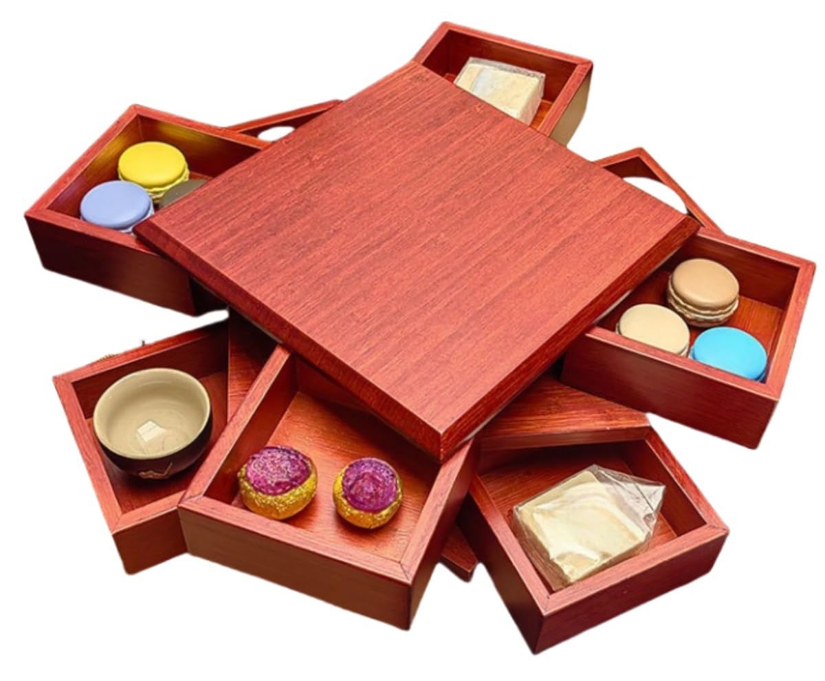 回転木箱多機能収納ボックスデスクトップ茶菓子箱多宝閣茶箱レトロナッツ箱 ()｜NeoMart