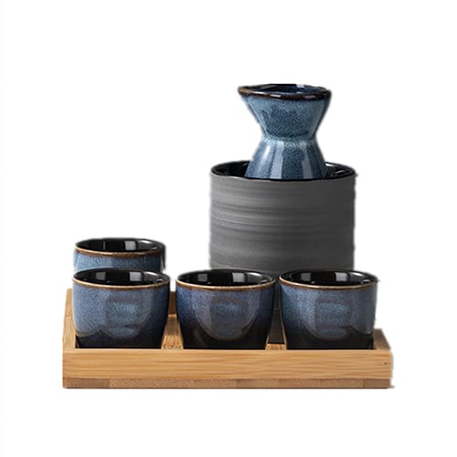 和酒徳利セット セラミック酒器セット 冷酒耐熱ガラス 徳利燗瓶盃 酒器ギフトセット シンプル 和食器 保温保冷器 陶器 盃 食器セット 食洗機対応 おしゃれ (02)｜NeoMart
