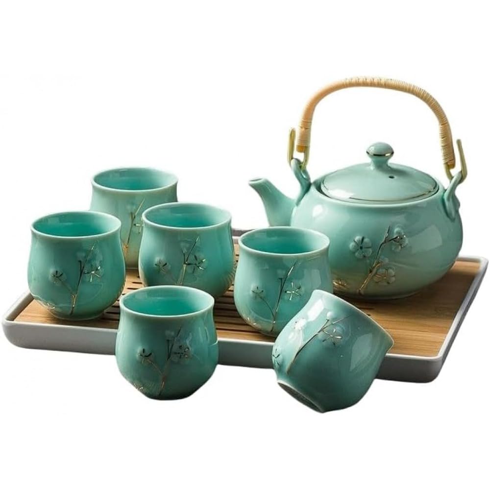 中国茶器セット 陶器製のクラシックティーセット 多点セットで茶托・土瓶・茶こし・茶碗が揃う おしゃれなデザインで茶道に最適 伝統の茶器揃え 日常のお茶時間に便利 プレゼントとしても 実用的茶器セット 急須 ()|NeoMart